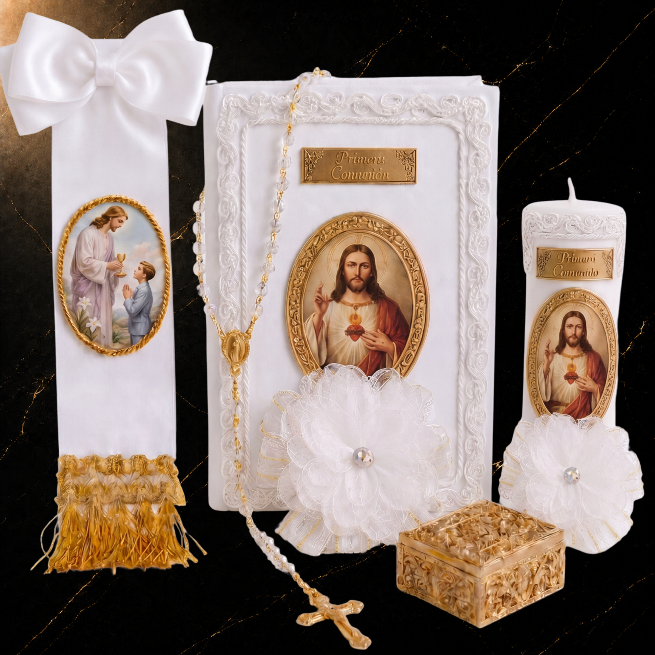 First Communion Set for Boys — Spanish Bible, Vela & Rosary | Primera Comunión Niño