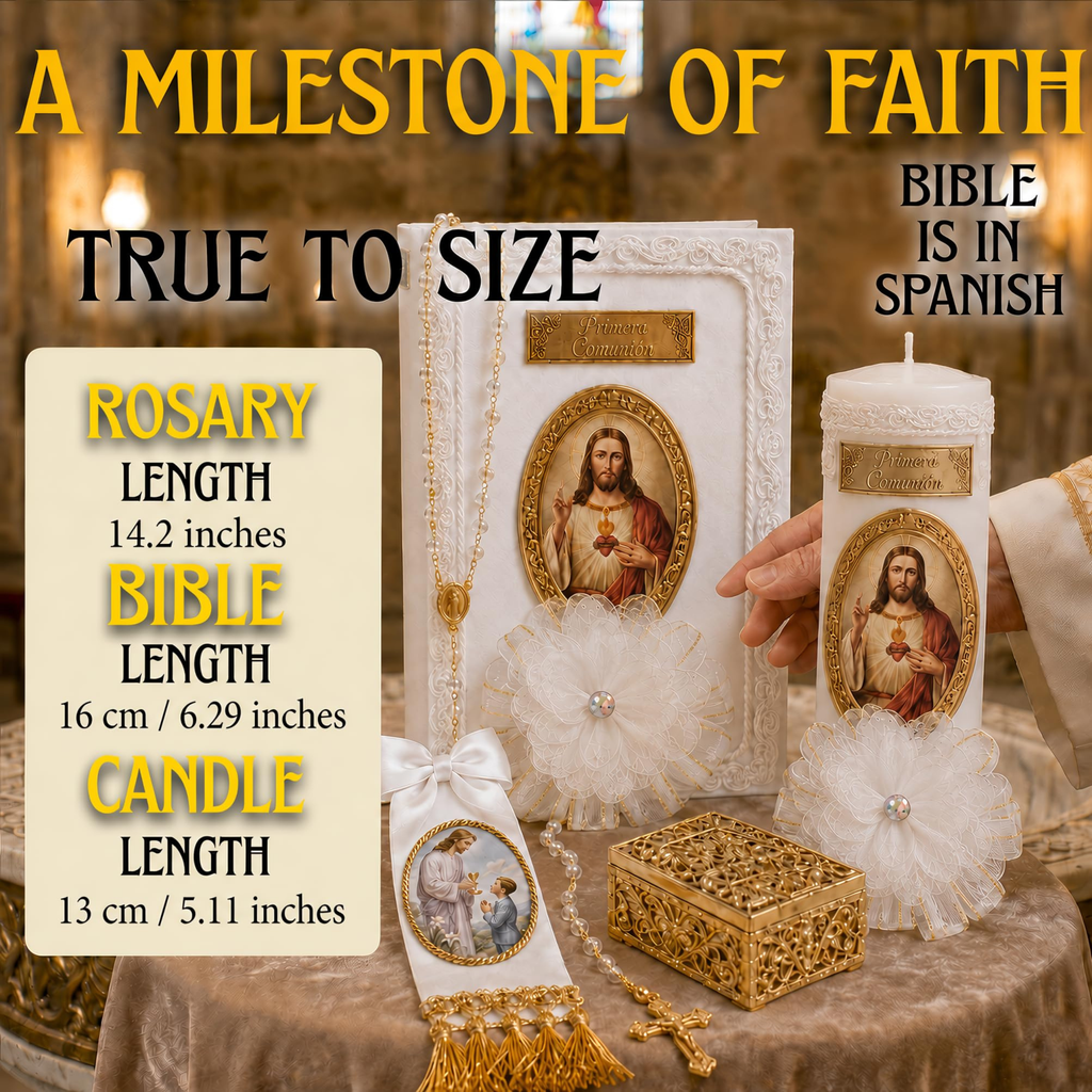 First Communion Set for Boys — Spanish Bible, Vela & Rosary | Primera Comunión Niño