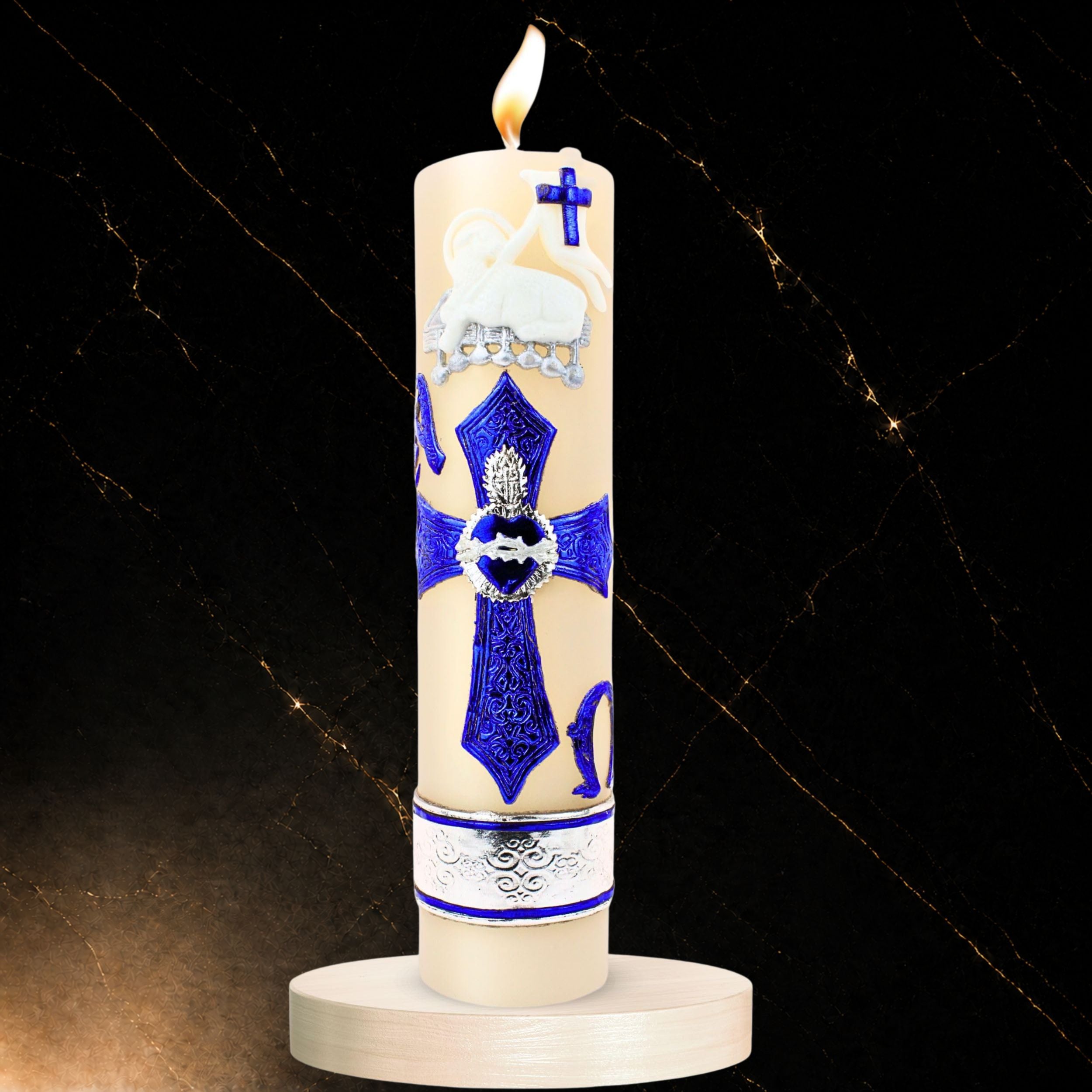 8-inch Easter candle - Cirio Pascual 8 Inches Tall — Catholic Prayer Candle | Vela Religiosa Pascual 3 Colores