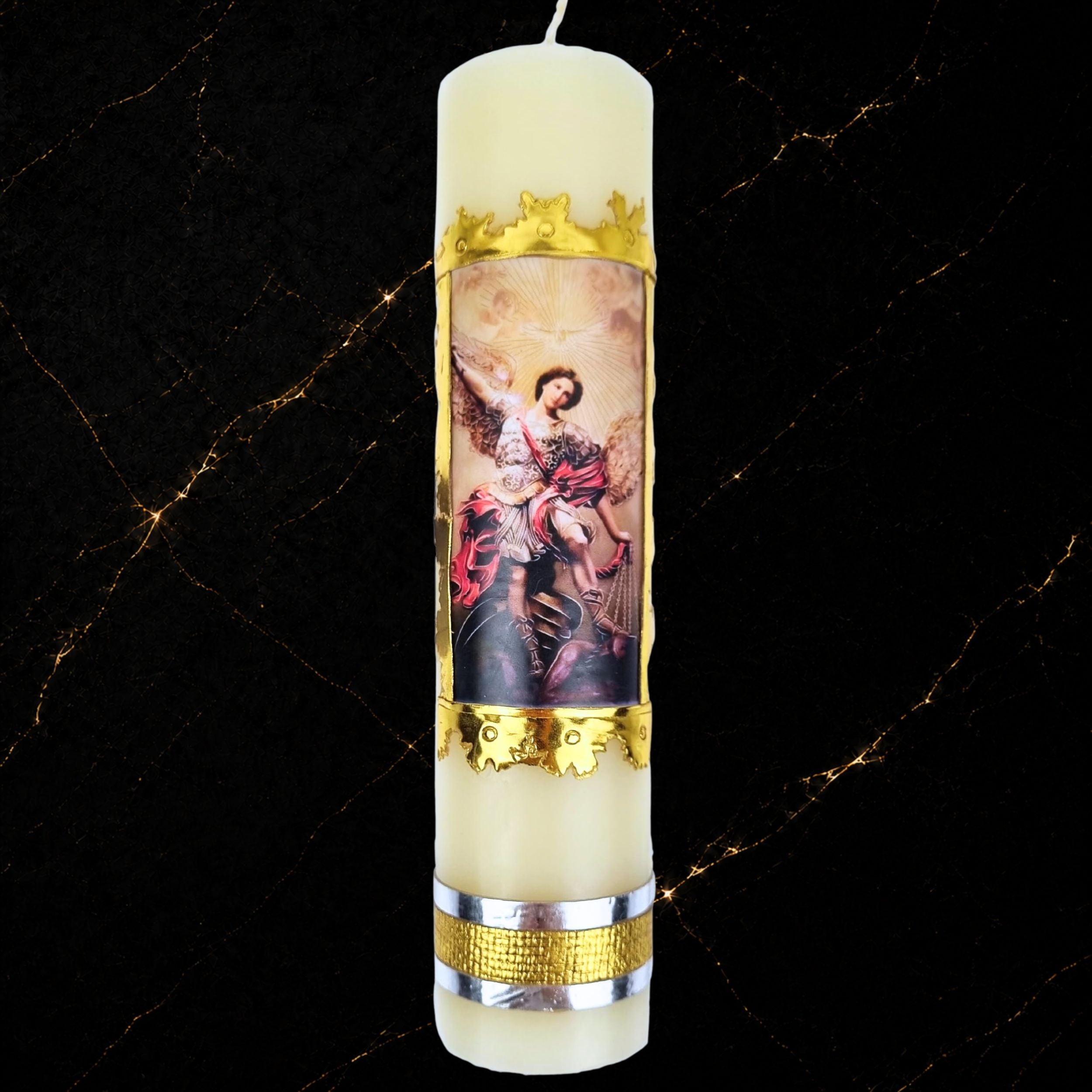 Devotional Prayer Candle San Miguel Arcángel — Veladora Religiosa Catolica para Oración y Altar