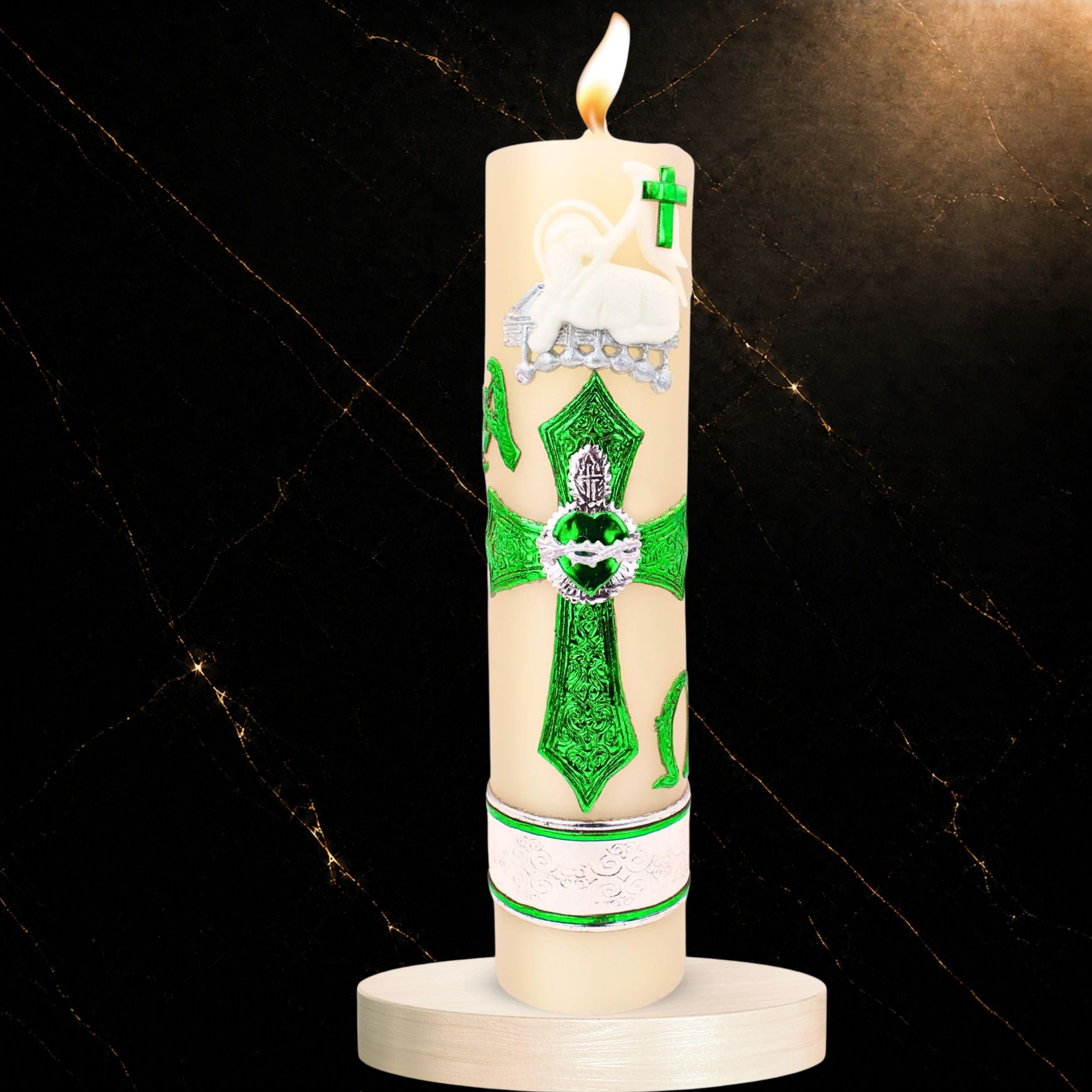 8-inch Easter candle - Cirio Pascual 8 Inches Tall — Catholic Prayer Candle | Vela Religiosa Pascual 3 Colores
