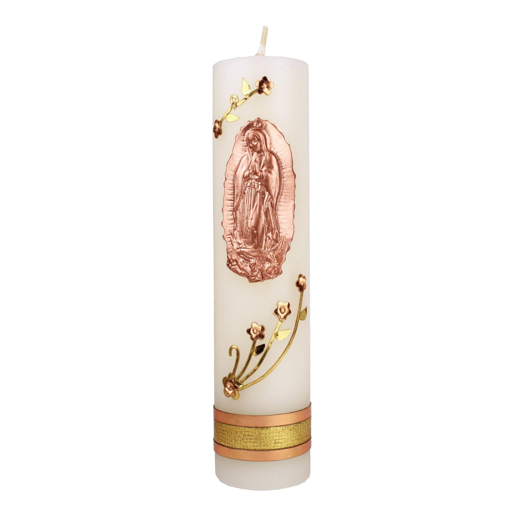 Nuestra Fe devotional prayer candle — Veladora religiosa de la Virgen María (Style 4) para oración y altar