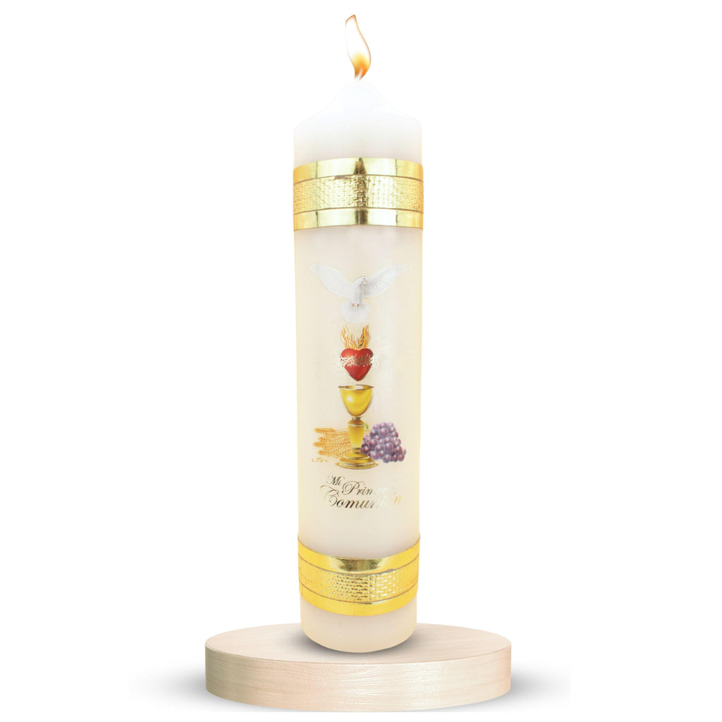 Authenthic First communion candle made by Mexican Artisans at La Villa de Guadalupe | Vela de primera comunion para niño