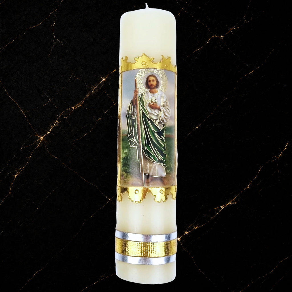 Devotional Prayer Candle San Judas Tadeo — Veladora Religiosa Catolica para Oración y Altar