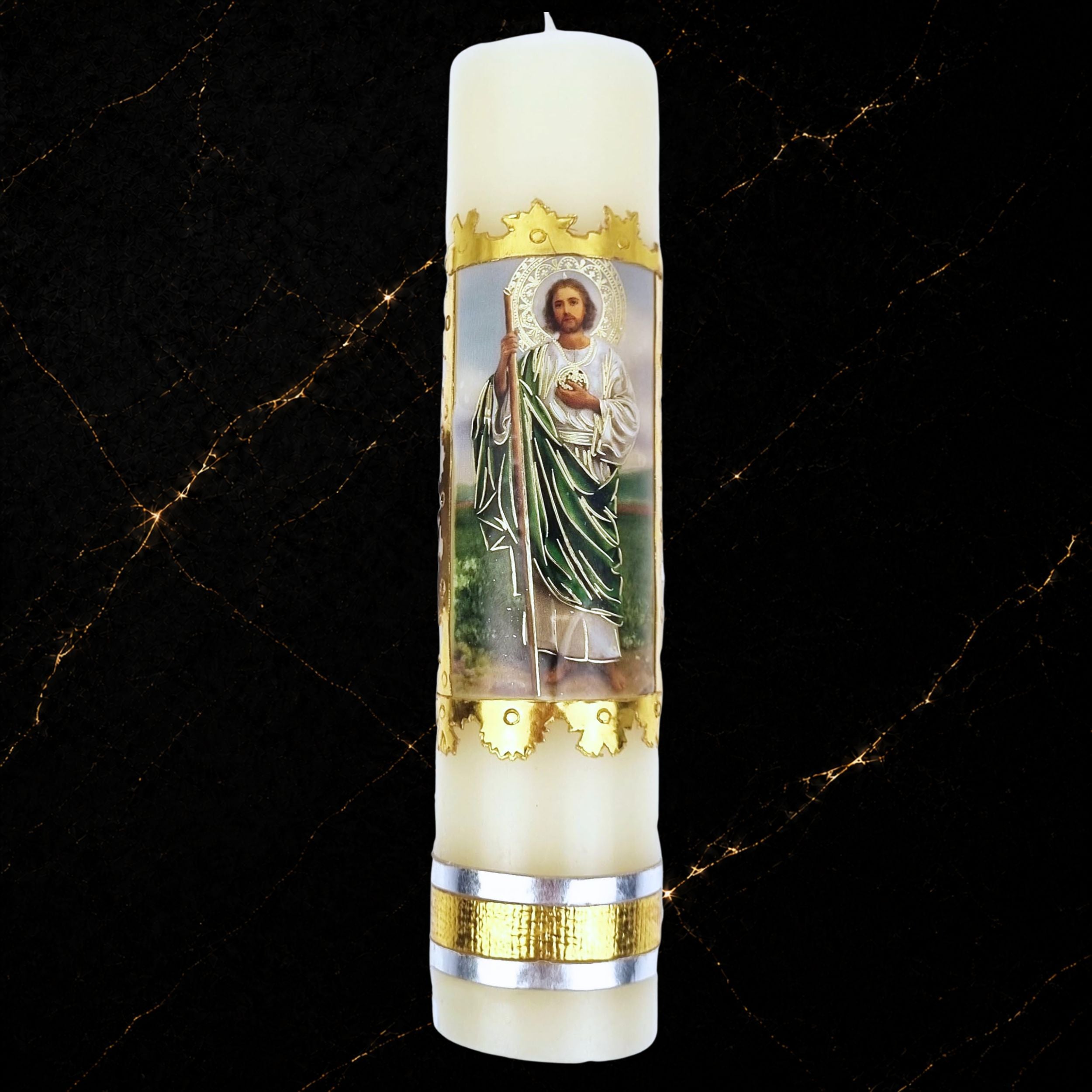 Devotional Prayer Candle San Judas Tadeo — Veladora Religiosa Catolica para Oración y Altar