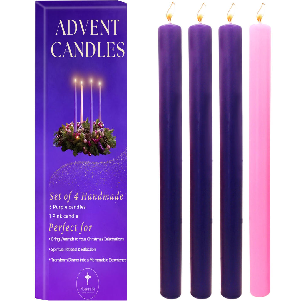 Advent Candles set of 4 Handmade in Mexico - Advent wreath candles - Velas de adviento - velas para corona de adviento c