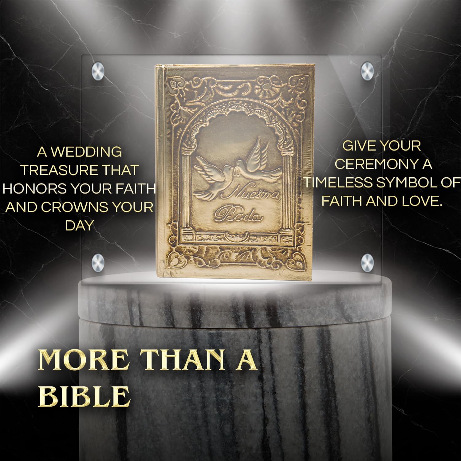 Catholic Wedding Bible — Metallic Gold Cover with Virgen de Guadalupe | Biblia de Boda