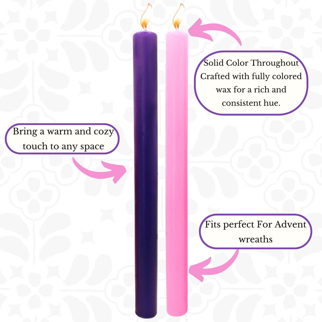 Advent Candles set of 4 Handmade in Mexico - Advent wreath candles - Velas de adviento - velas para corona de adviento c