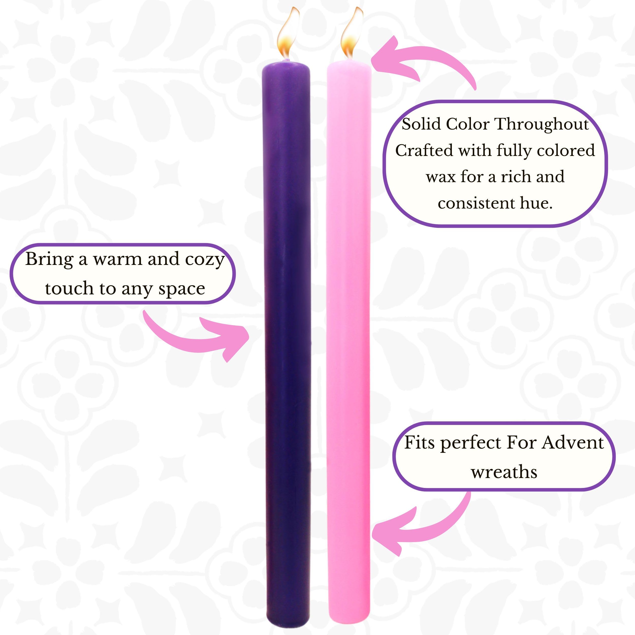 Advent Candles set of 4 Handmade in Mexico - Advent wreath candles - Velas de adviento - velas para corona de adviento c