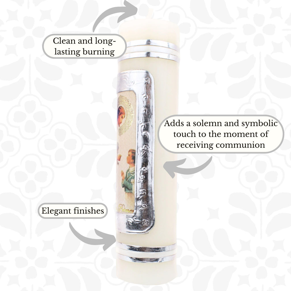 Authenthic First communion candle made by Mexican Artisans at La Villa de Guadalupe | Vela de primera comunion para niño