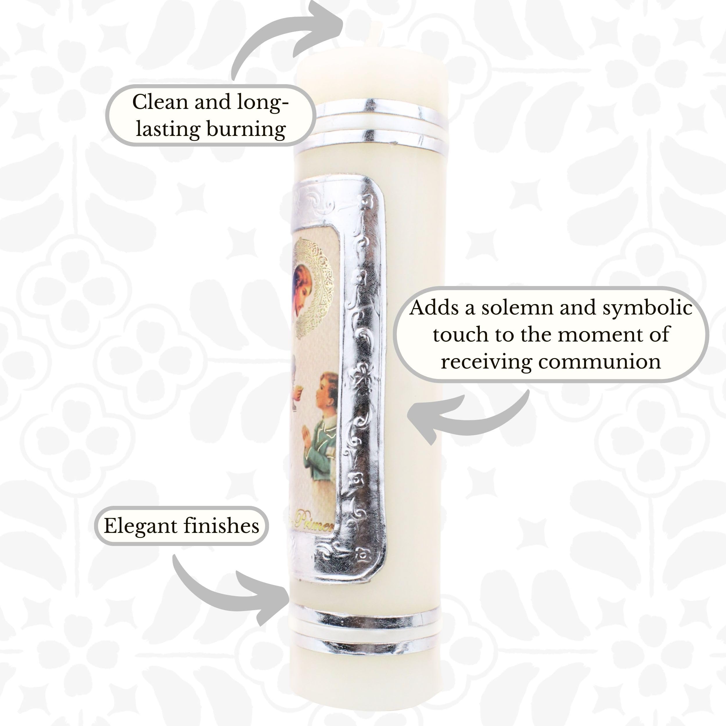 Authenthic First communion candle made by Mexican Artisans at La Villa de Guadalupe | Vela de primera comunion para niño