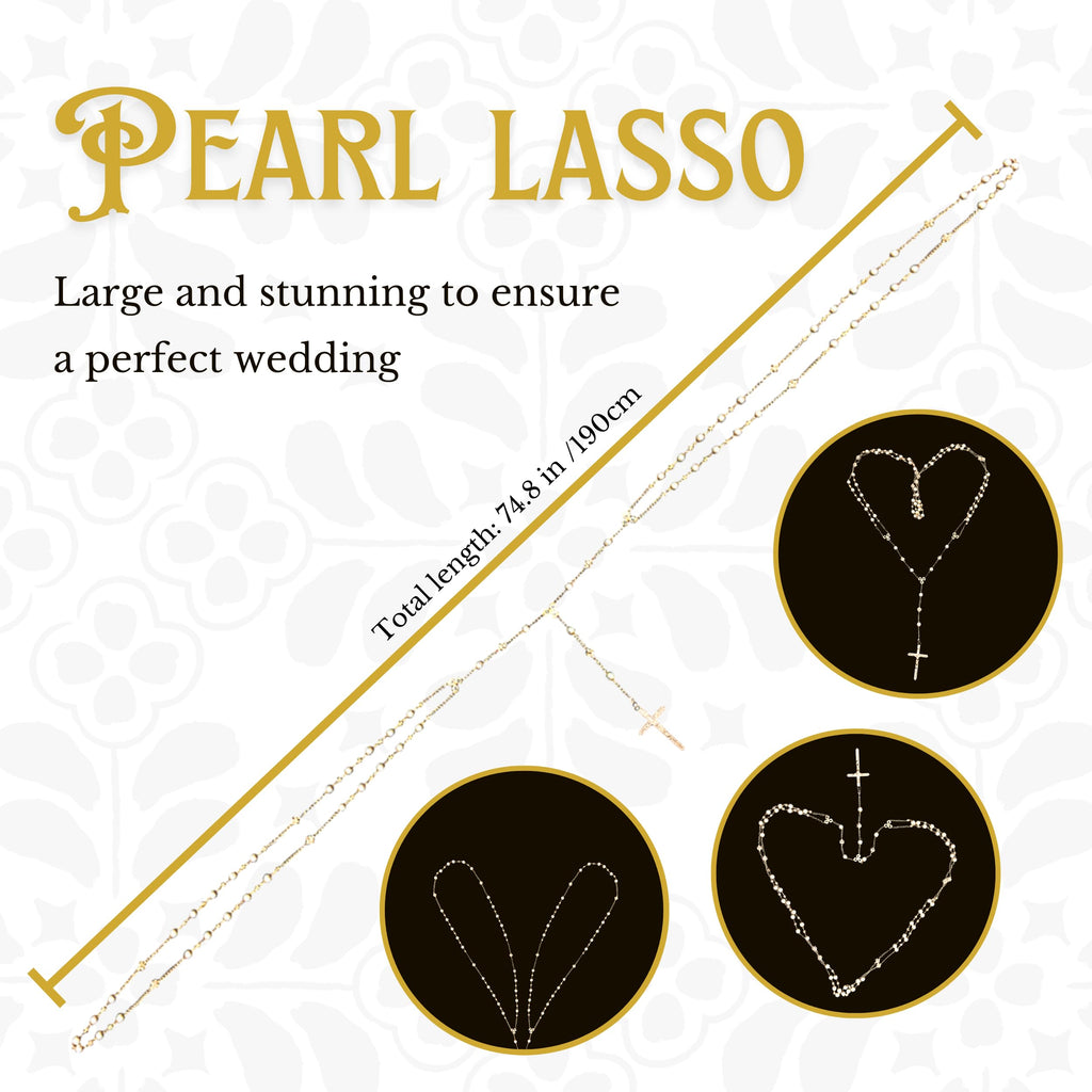 Nuestra Fe Wedding Lazo - Premium Pearl Beaded Lazo para Boda Catolica with Jesus and Virgen de Guadalupe Medallions