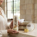 Baptism candle set in Premium decoration box with towel, rosary and shell included - Velas para bautizo Recuerdos de bau