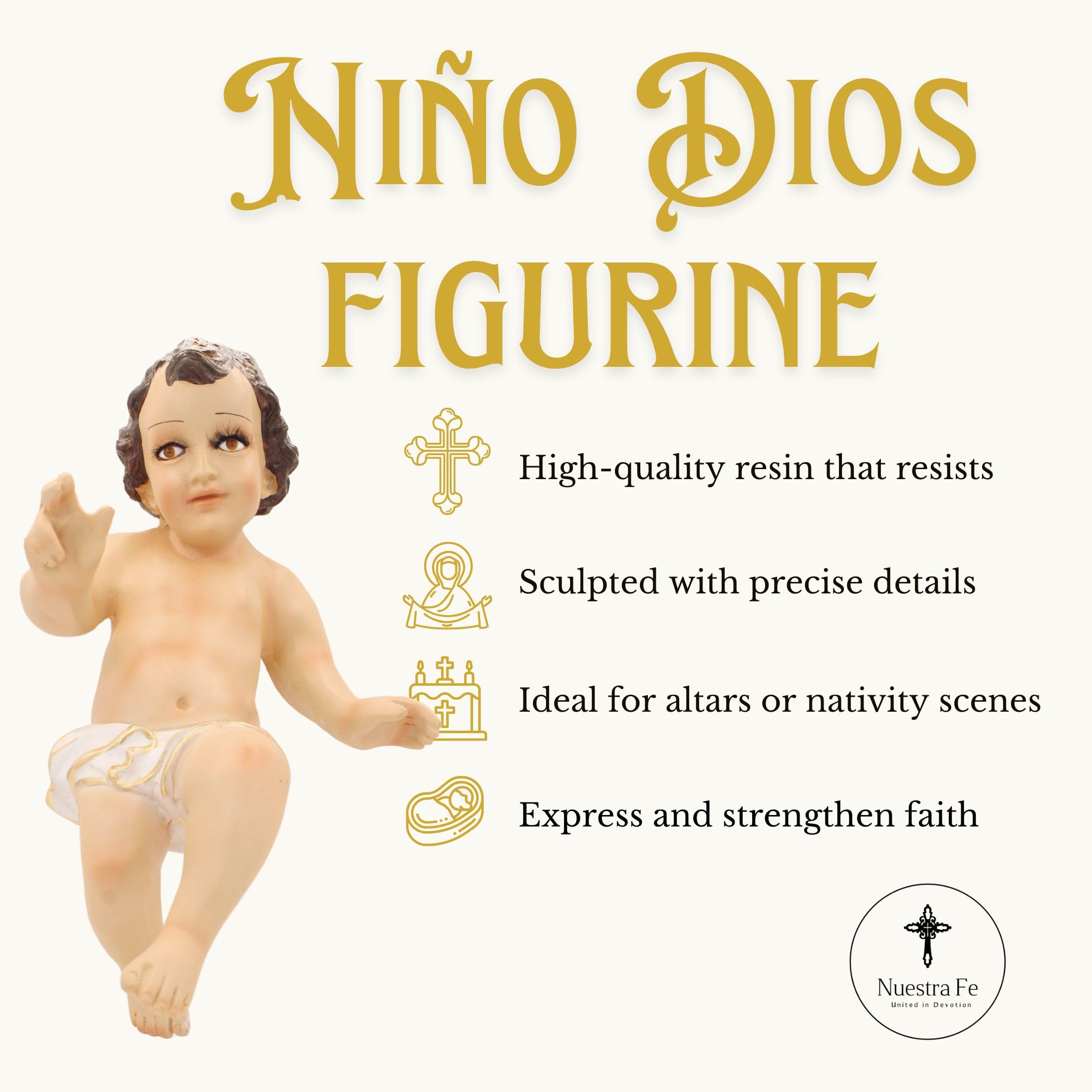 Baby Jesus figure nativity HandMade in Mexico - Niño dios for nacimiento de jesus para navidad - Christmas Baby Jesus fo