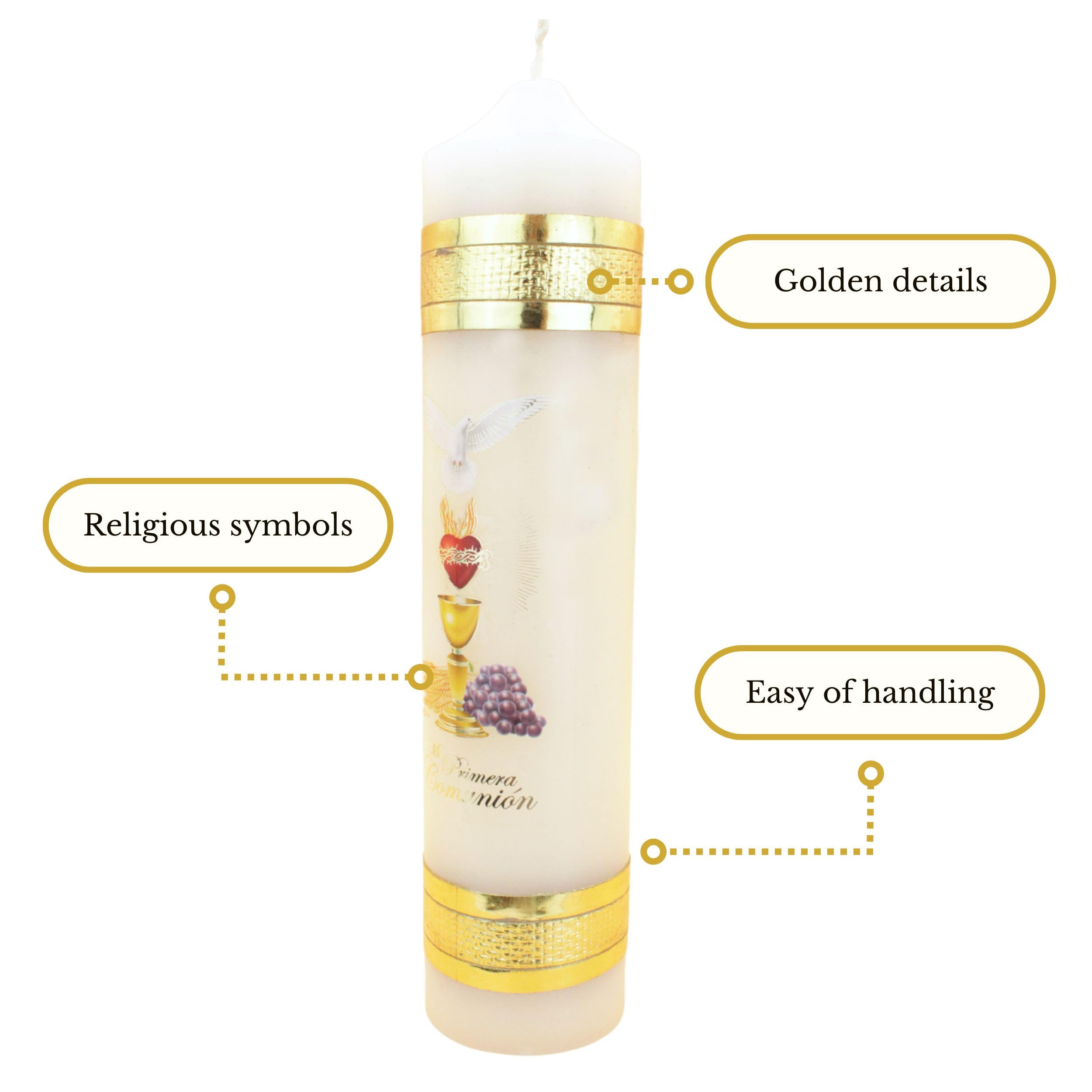 Authenthic First communion candle made by Mexican Artisans at La Villa de Guadalupe | Vela de primera comunion para niño