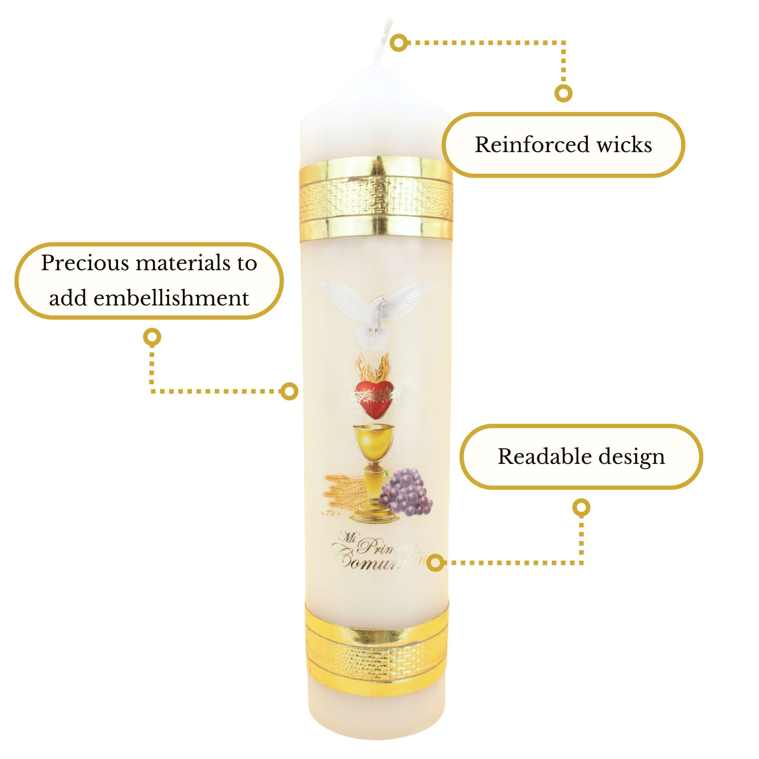 Authenthic First communion candle made by Mexican Artisans at La Villa de Guadalupe | Vela de primera comunion para niño