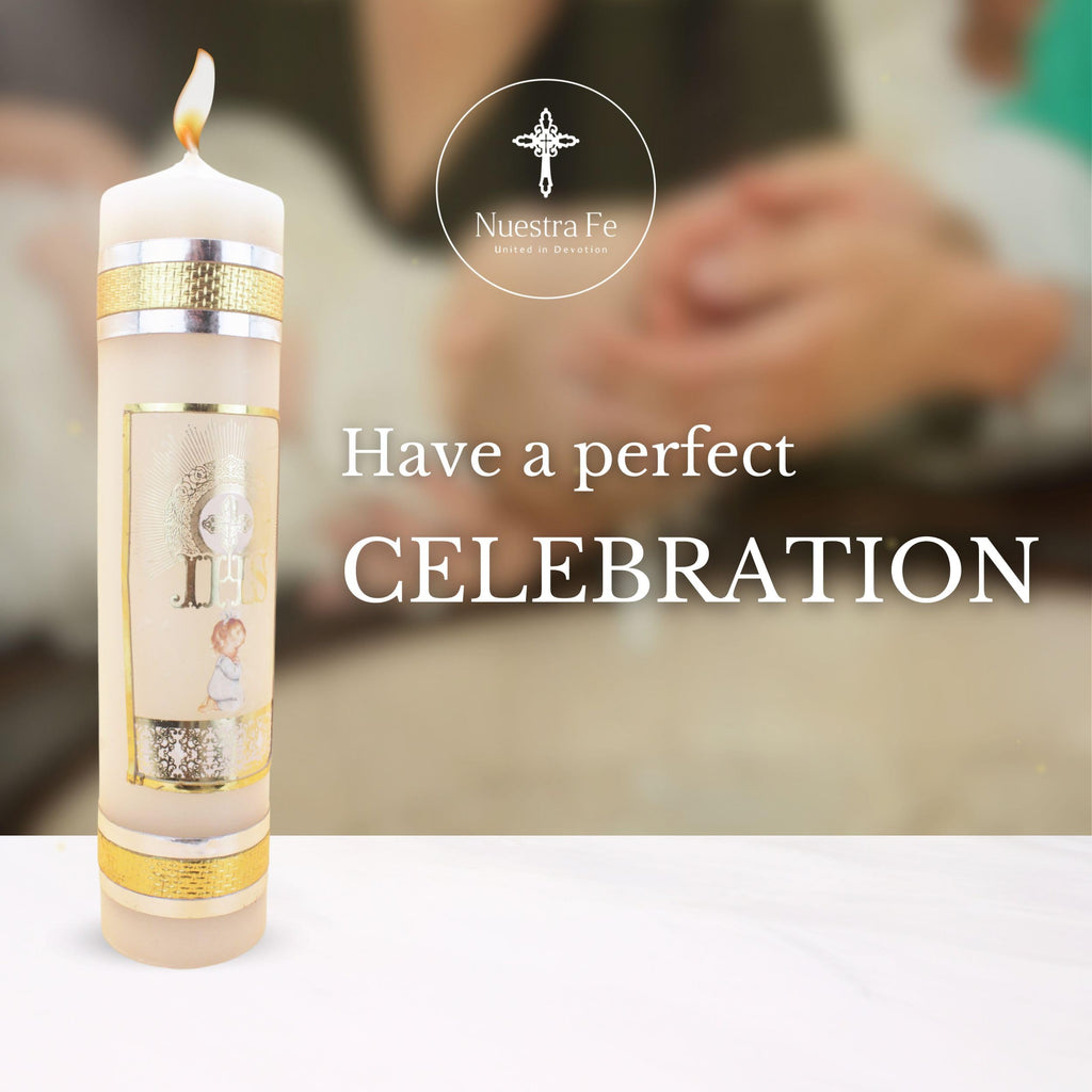 Authenthic baptism candle made by Mexican Artisans at La Villa Guadalupe | velas para bautizo de niña o niño | baptism c