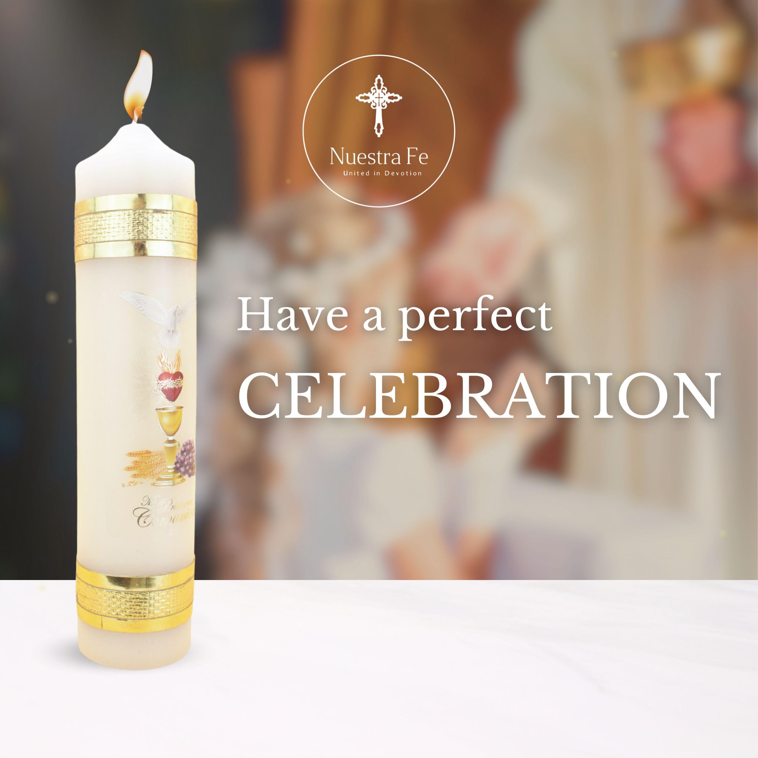 Authenthic First communion candle made by Mexican Artisans at La Villa de Guadalupe | Vela de primera comunion para niño