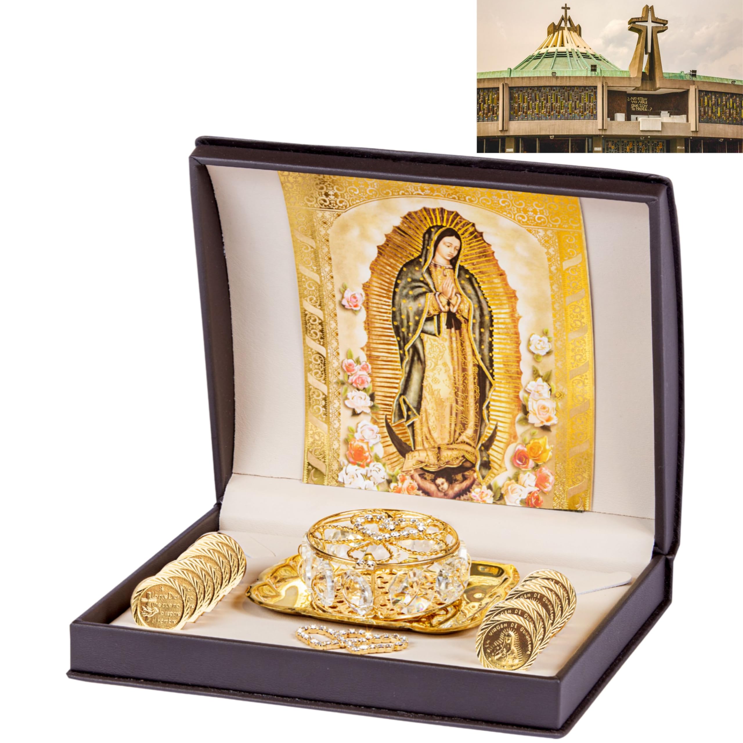 Nuestra Fe 14k Gold Plated Wedding Arras - Arras para boda catolica with our virgen of Guadalupe in a premium gift box m