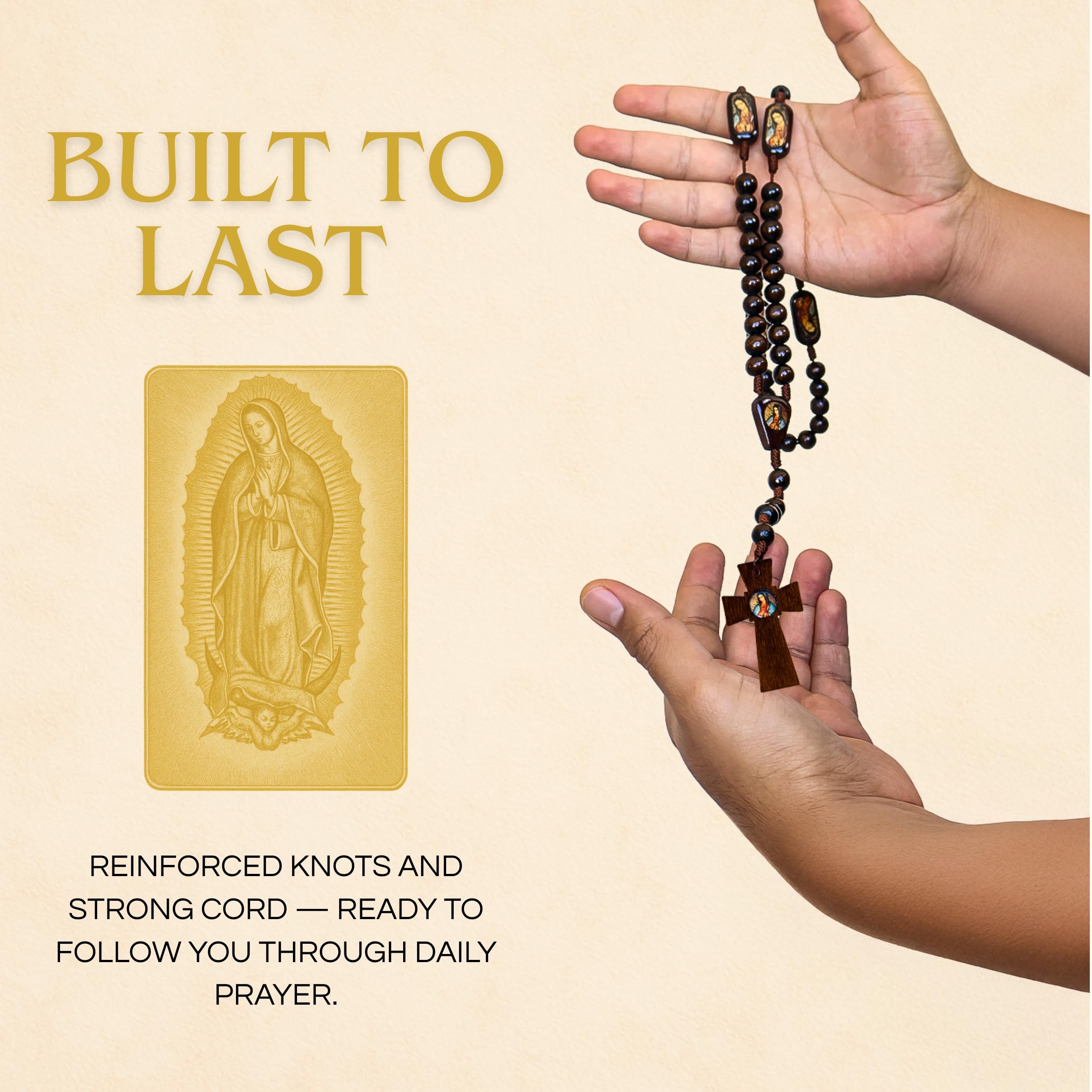 Rosarios de our virgen de guadalupe made of pine wood - Rosarios catolicos para recuerdos - Rosario de San Judas Tadeo -