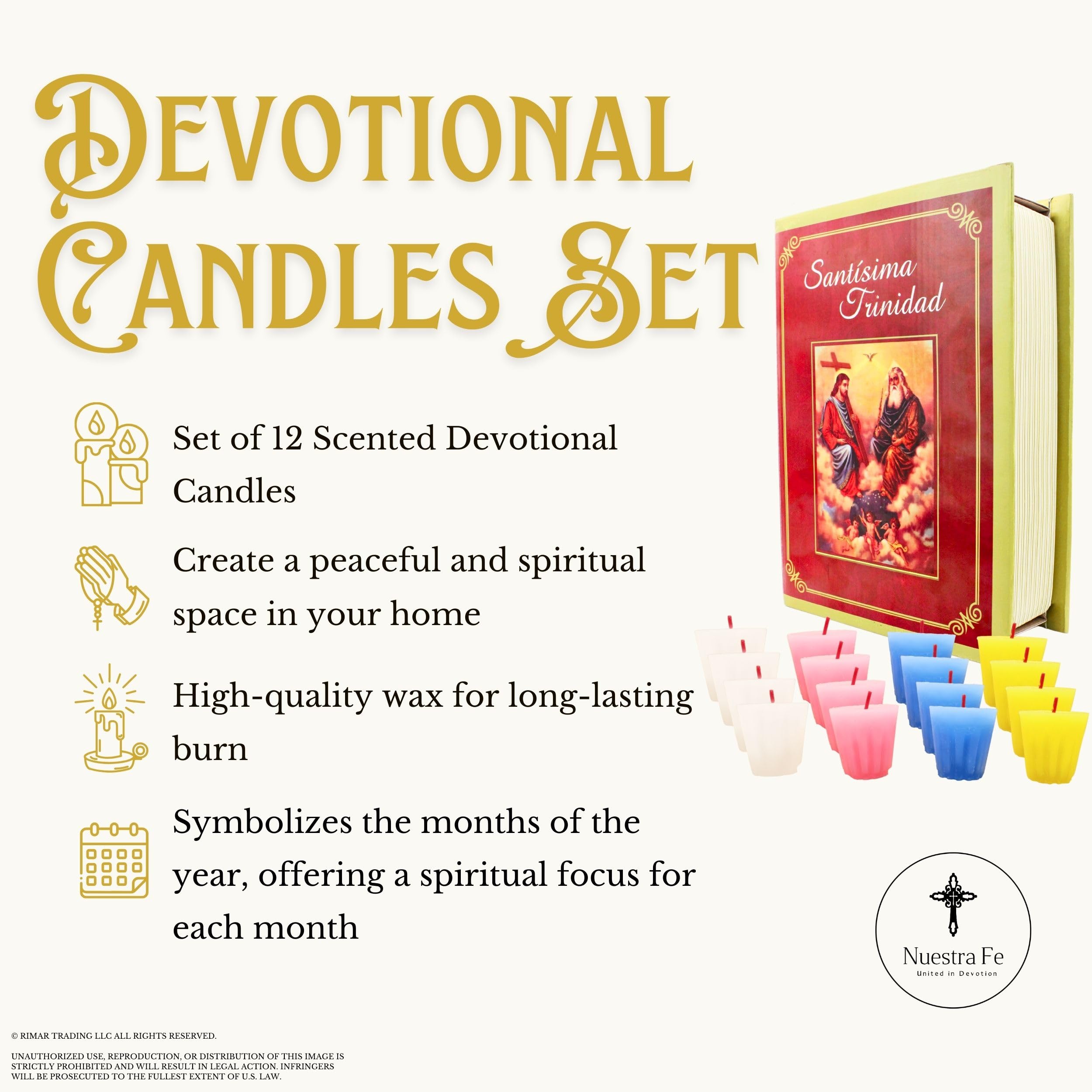 12 pack Devotional candles in a prayer box - Las 12 Velas de la divina providencia catolica - velas para posadas - velas