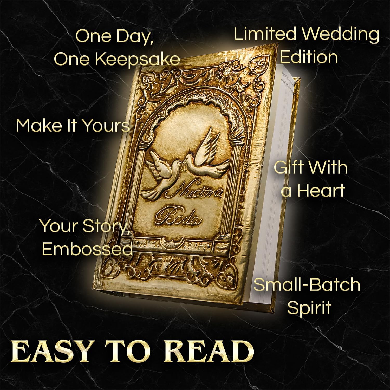 Catholic Wedding Bible — Metallic Gold Cover with Virgen de Guadalupe | Biblia de Boda