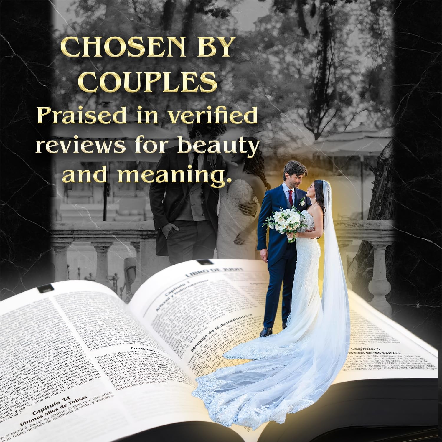 Catholic Wedding Bible — Metallic Gold Cover with Virgen de Guadalupe | Biblia de Boda