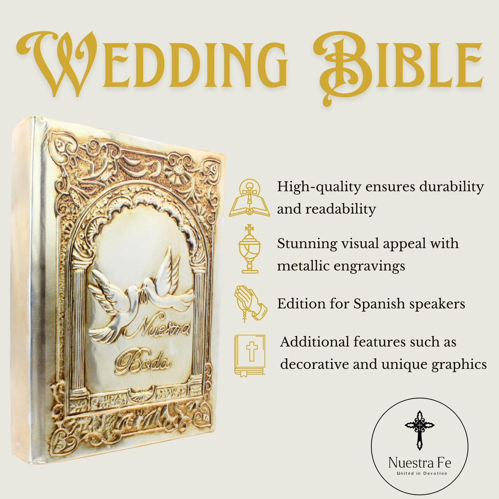 Biblia catolica en español para boda Metalic beautiful cover for wedding bible - Spanish Bible Large Print - biblia para