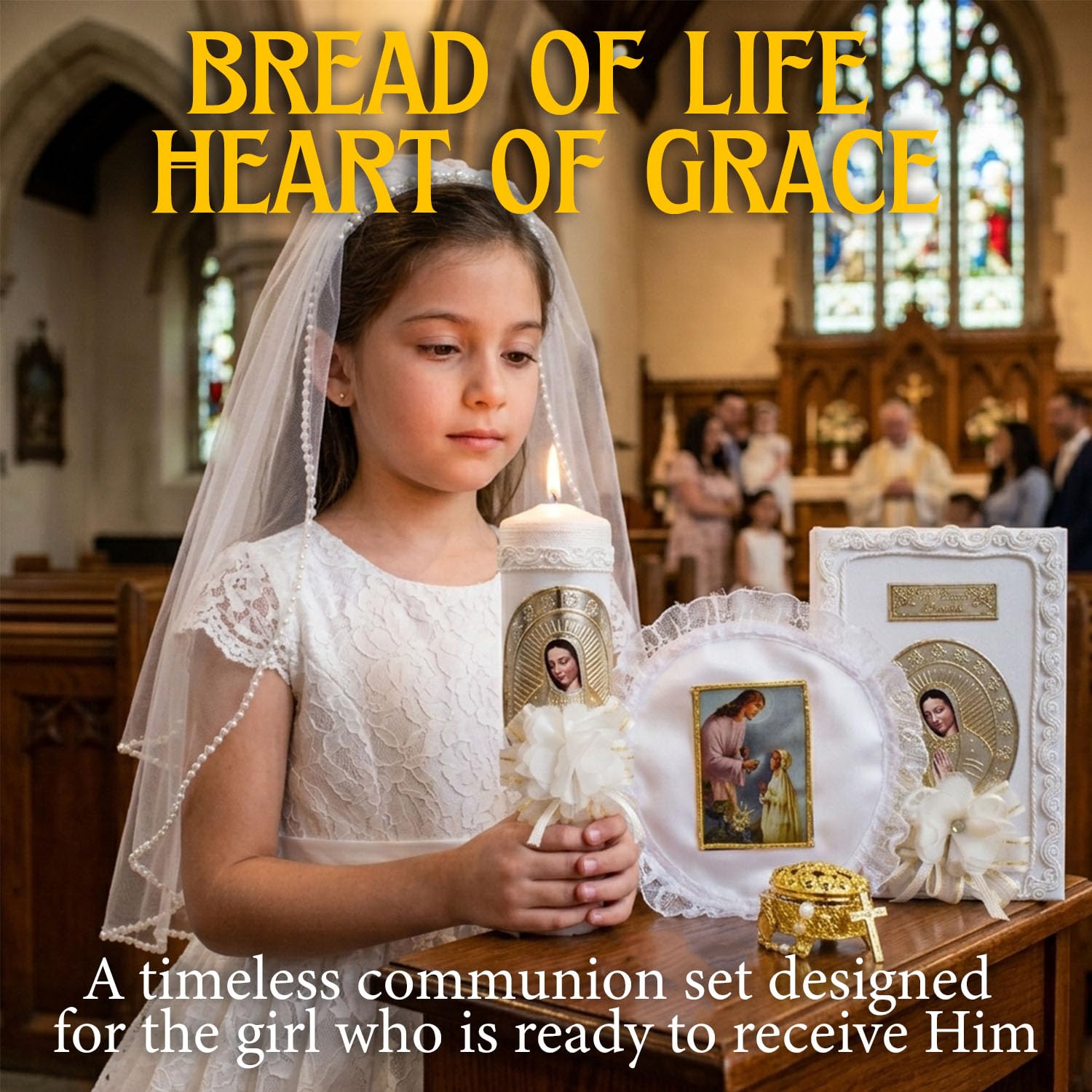First communion bible and candle - Biblia y vela de primera comunión para niña - vela para primera comunion niña