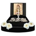 Silver Plated Deluxe lazo para boda - Wedding lasso crystal with Jesus christ and virgen de guadalupe - Lazo de bodas de
