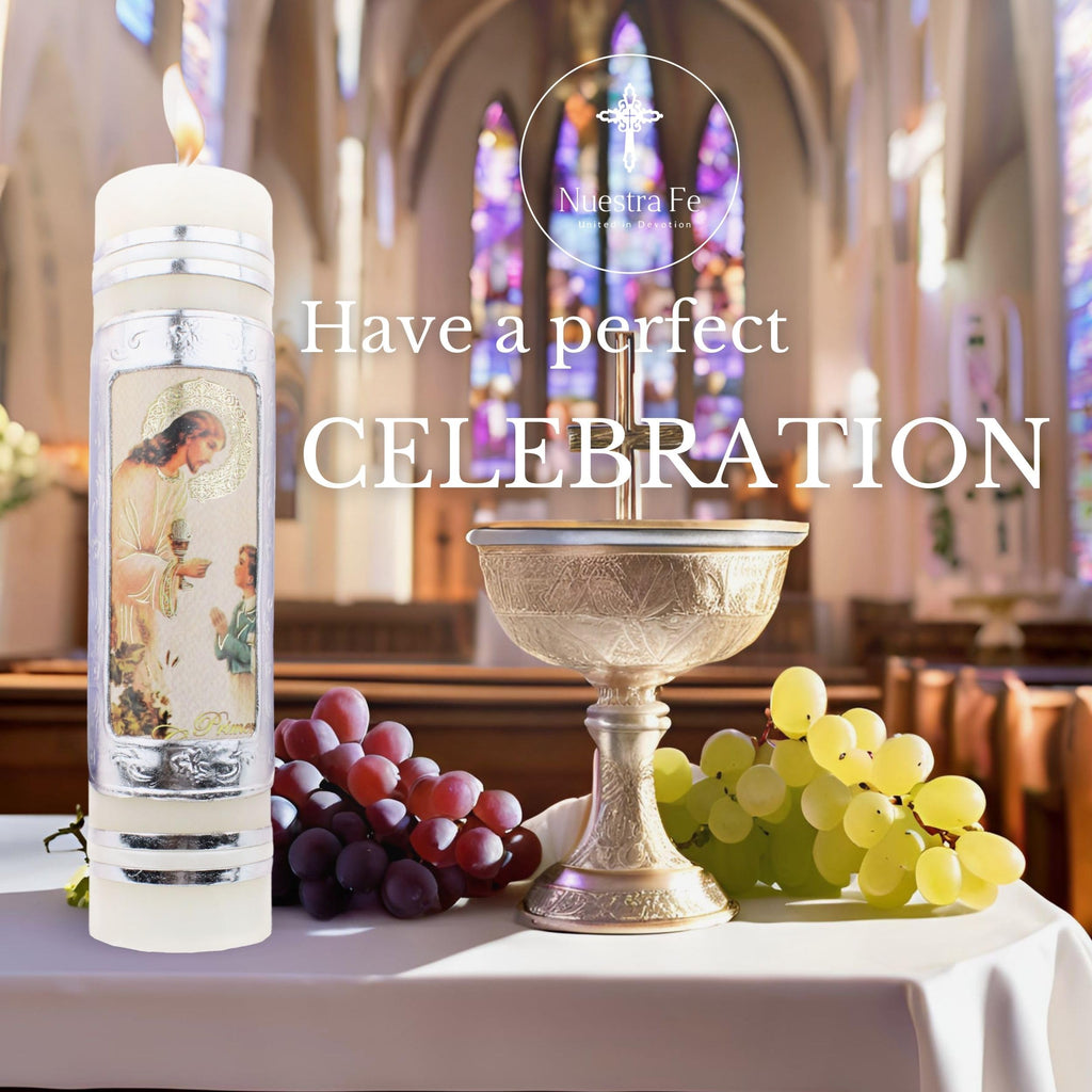 Authenthic First communion candle made by Mexican Artisans at La Villa de Guadalupe | Vela de primera comunion para niño