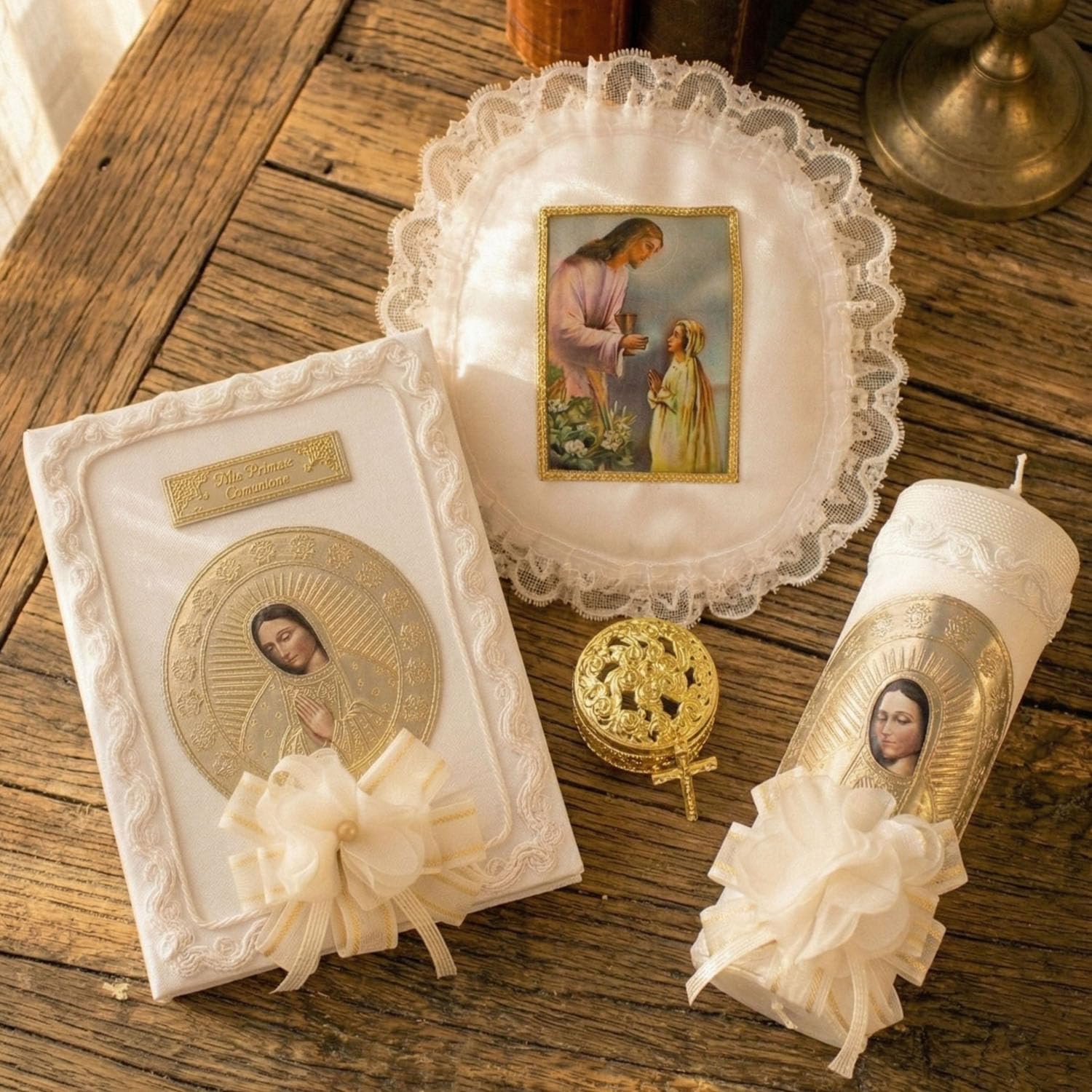 First communion bible and candle - Biblia y vela de primera comunión para niña - vela para primera comunion niña