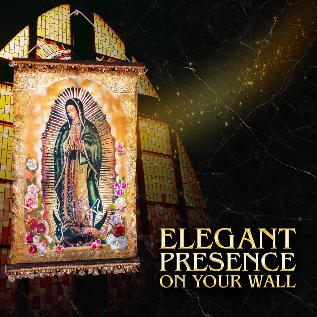 Banner Virgen de Guadalupe - San Miguel Arcangel - Catholic Wall Art - Arcangel Miguel - Virgin Mary Wall Art - Cuadro d