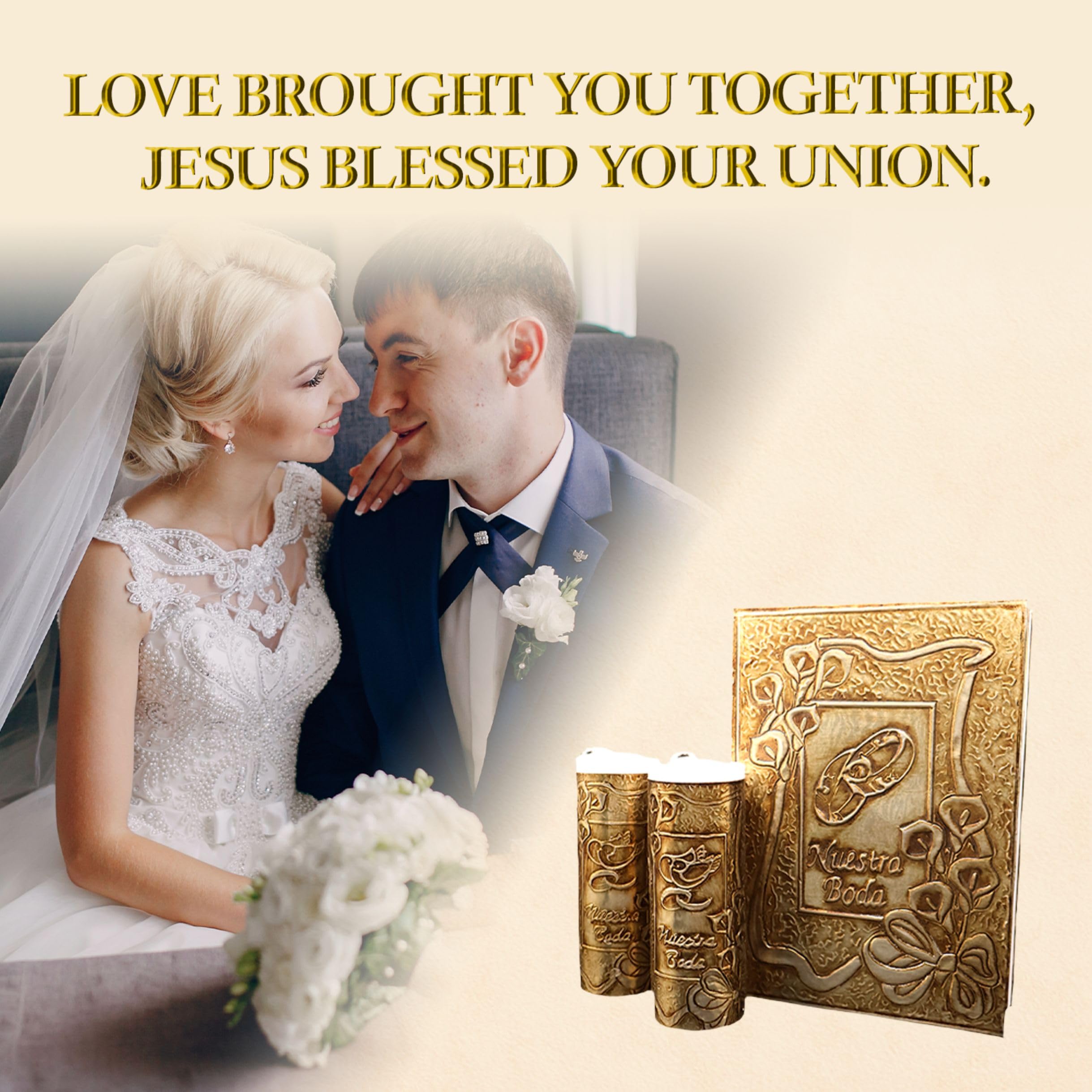 Nuestra Fe unity candles for wedding ceremony set - wedding unity candle set - burlap unity candle - velas para boda - r
