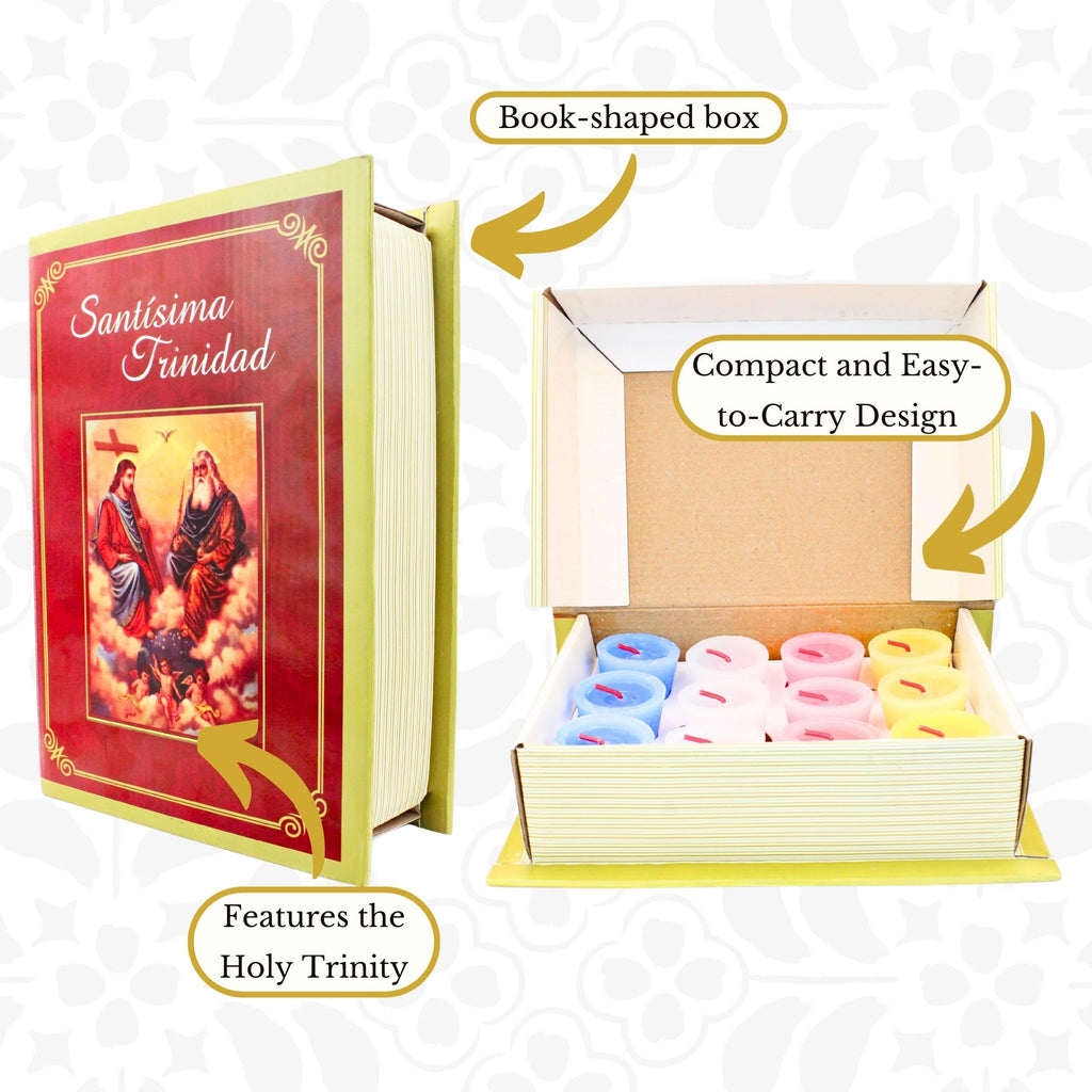 12 pack Devotional candles in a prayer box - Las 12 Velas de la divina providencia catolica - velas para posadas - velas