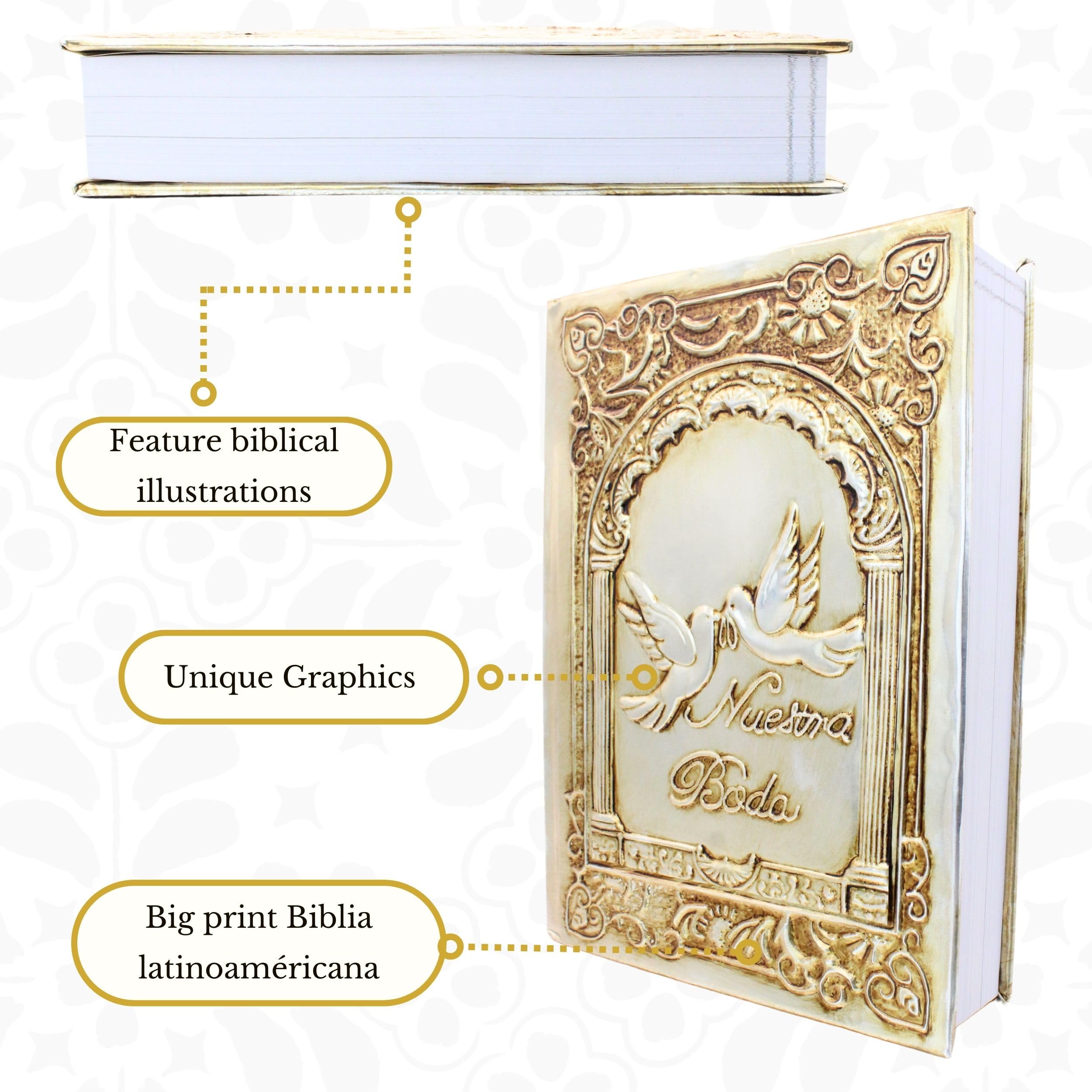 Biblia catolica en español para boda Metalic beautiful cover for wedding bible - Spanish Bible Large Print - biblia para