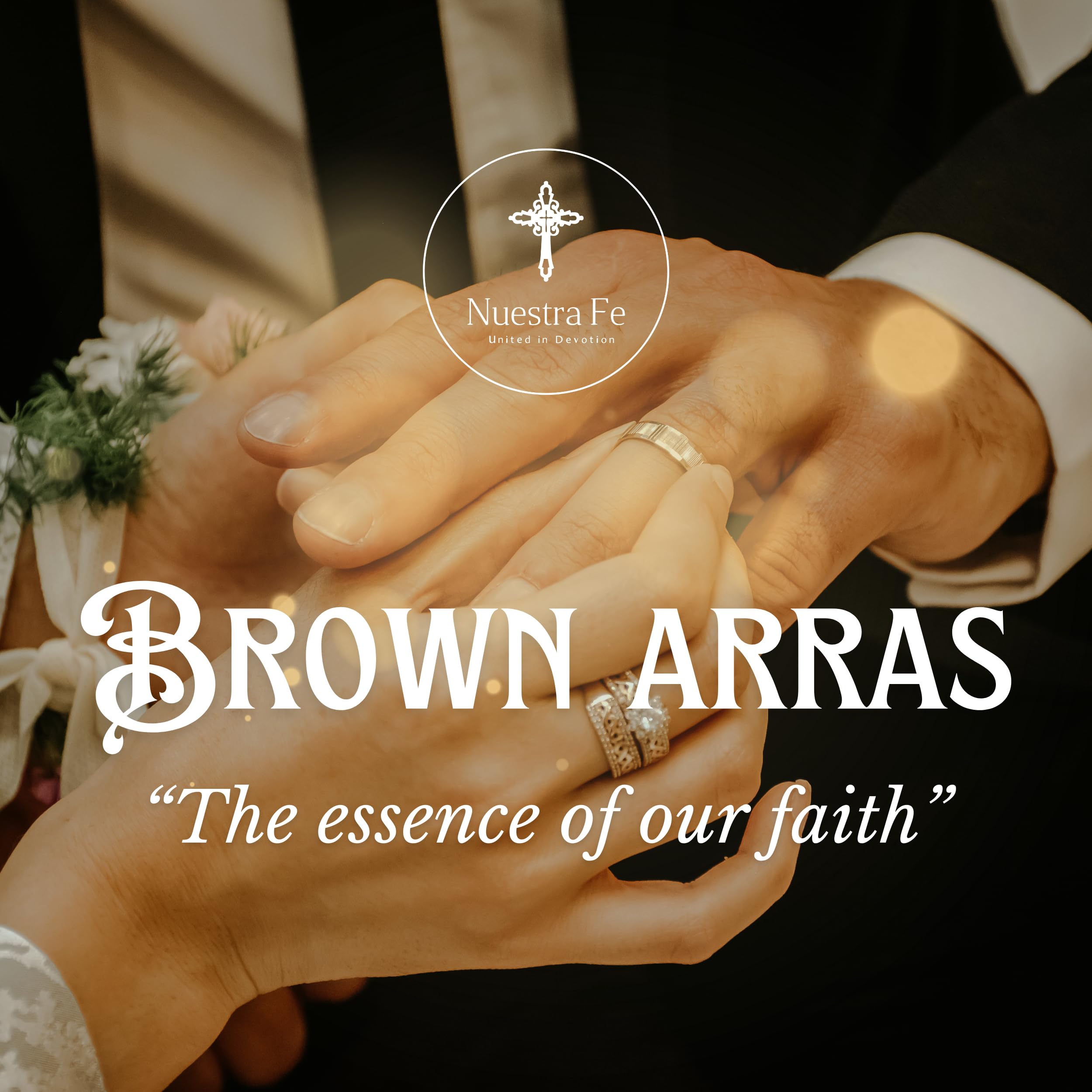 Nuestra Fe Wedding Arras - Premium Brown Catholic Arras de Boda 13 Coins Set with Decorative Box