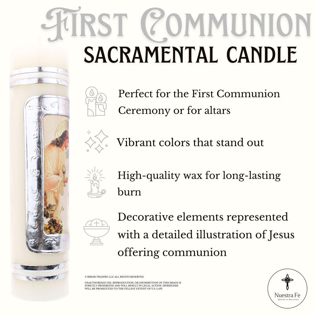 Authenthic First communion candle made by Mexican Artisans at La Villa de Guadalupe | Vela de primera comunion para niño