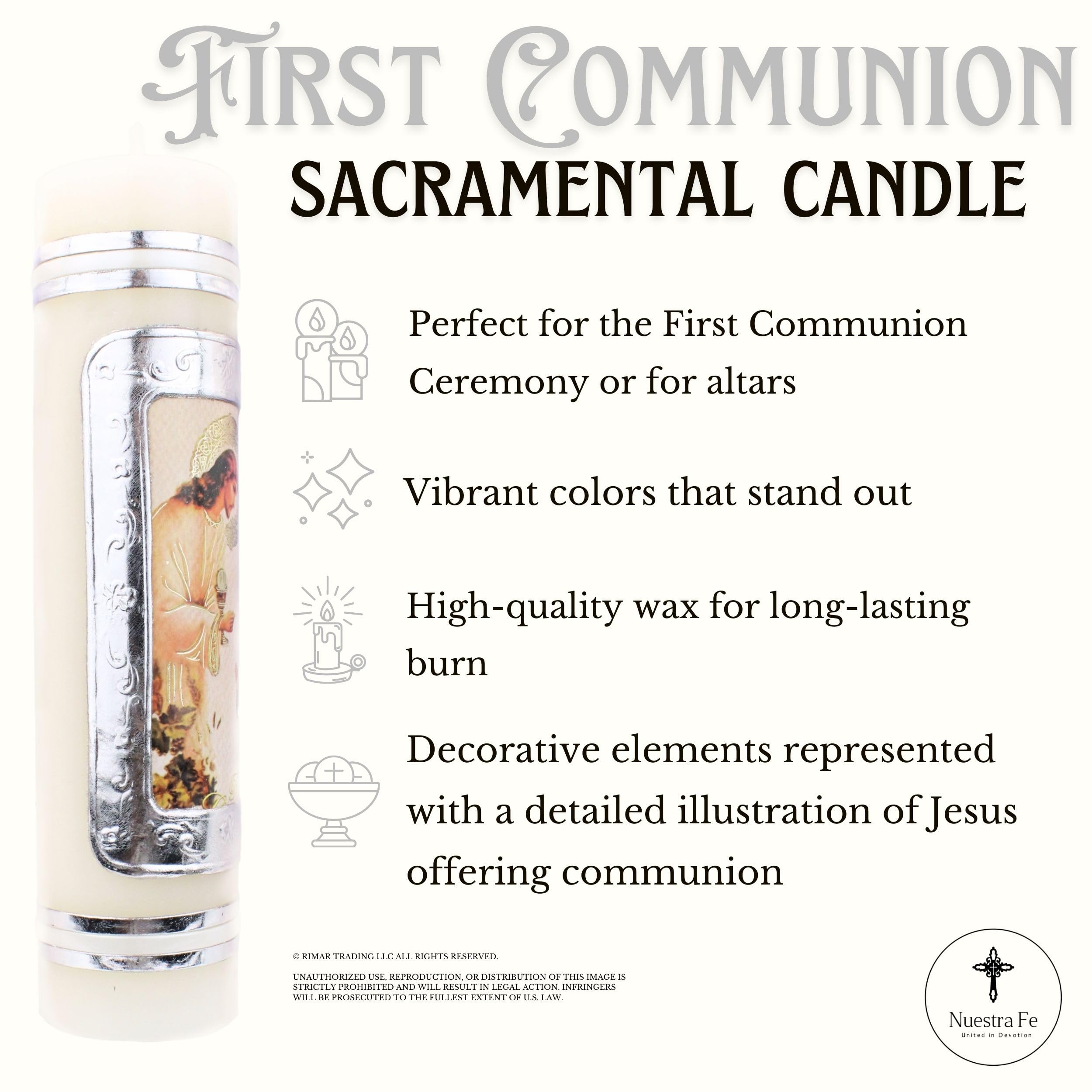 Authenthic First communion candle made by Mexican Artisans at La Villa de Guadalupe | Vela de primera comunion para niño