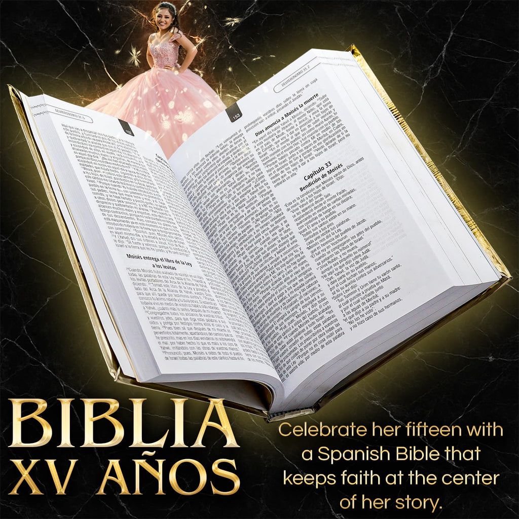 Quinceanera Biblia catolica en español Metalic Cover for XV años - Spanish Bible Large Print - Biblia en español letra G