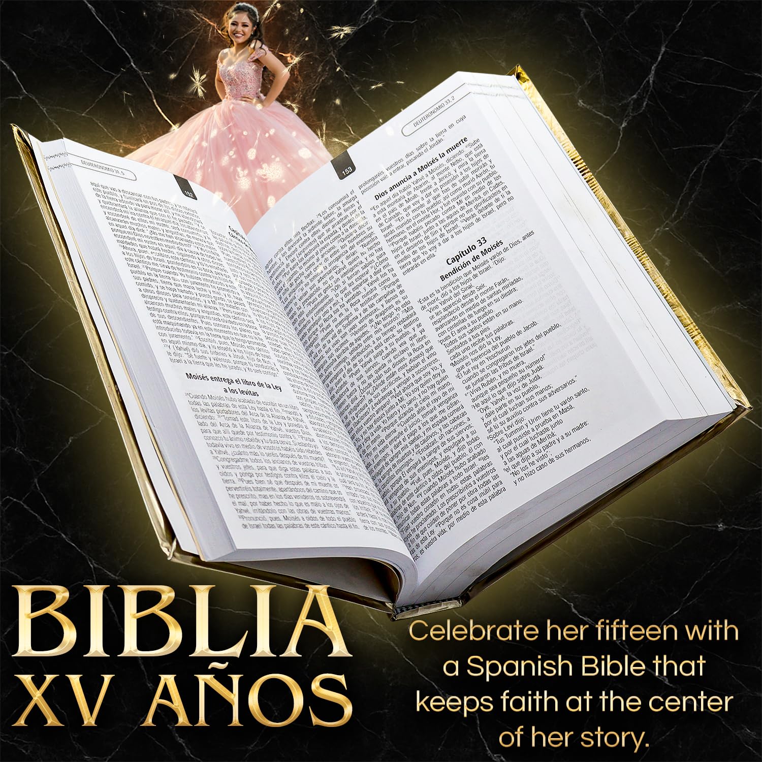 Quinceanera Biblia catolica en español Metalic Cover for XV años - Spanish Bible Large Print - Biblia en español letra G