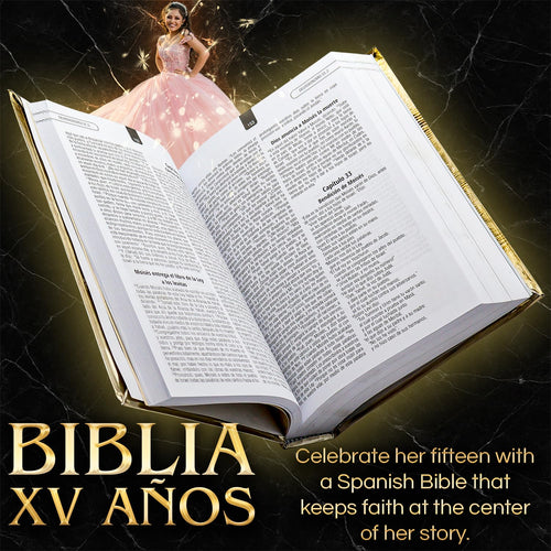 Quinceanera Biblia catolica en español Metalic Cover for XV años - Spanish Bible Large Print - Biblia en español letra G
