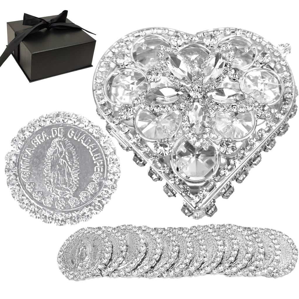 Arras de boda catolica with our virgen de Guadalupe in a gift box 13 coins set - arras de matrimonio - wedding arras coi