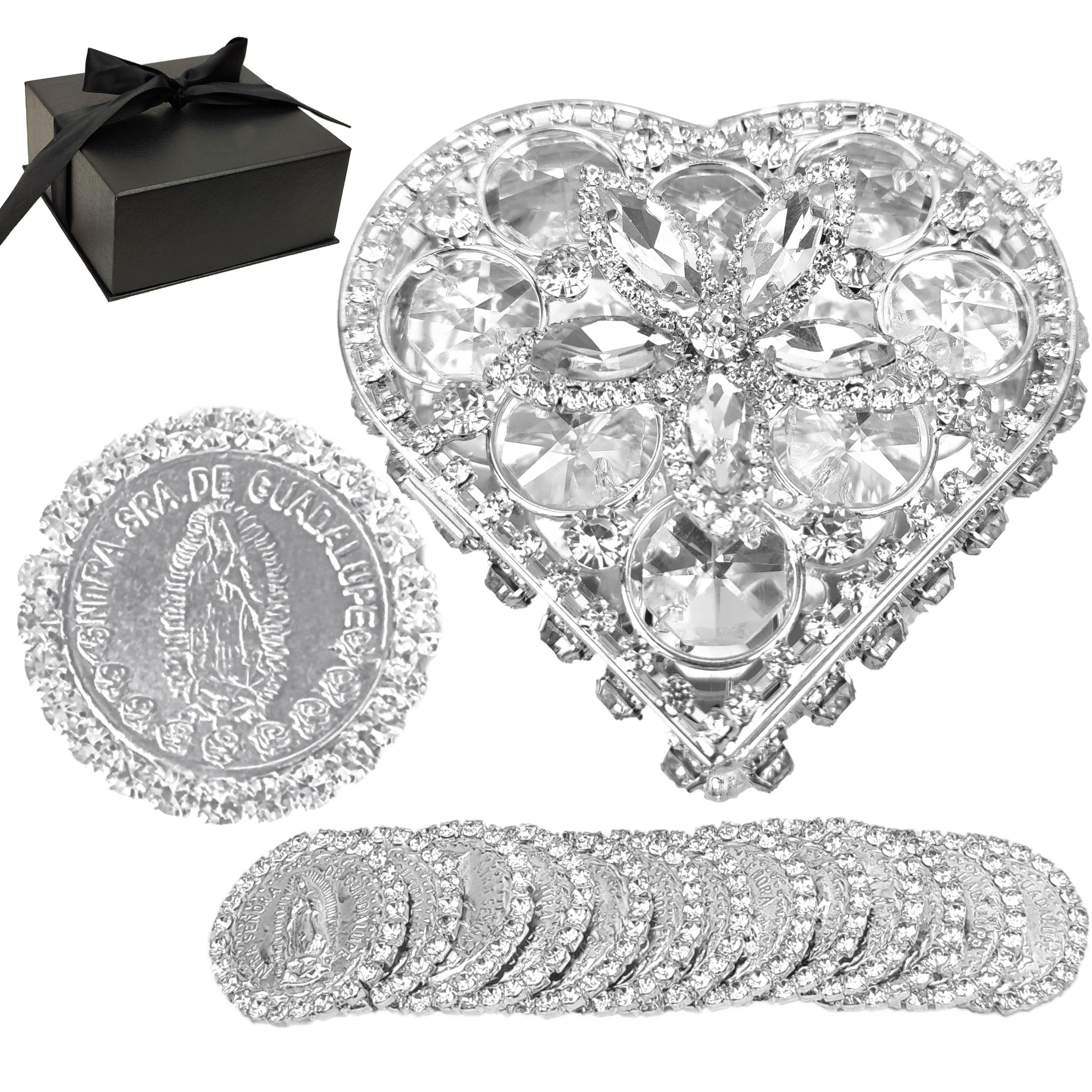 Arras de boda catolica with our virgen de Guadalupe in a gift box 13 coins set - arras de matrimonio - wedding arras coi