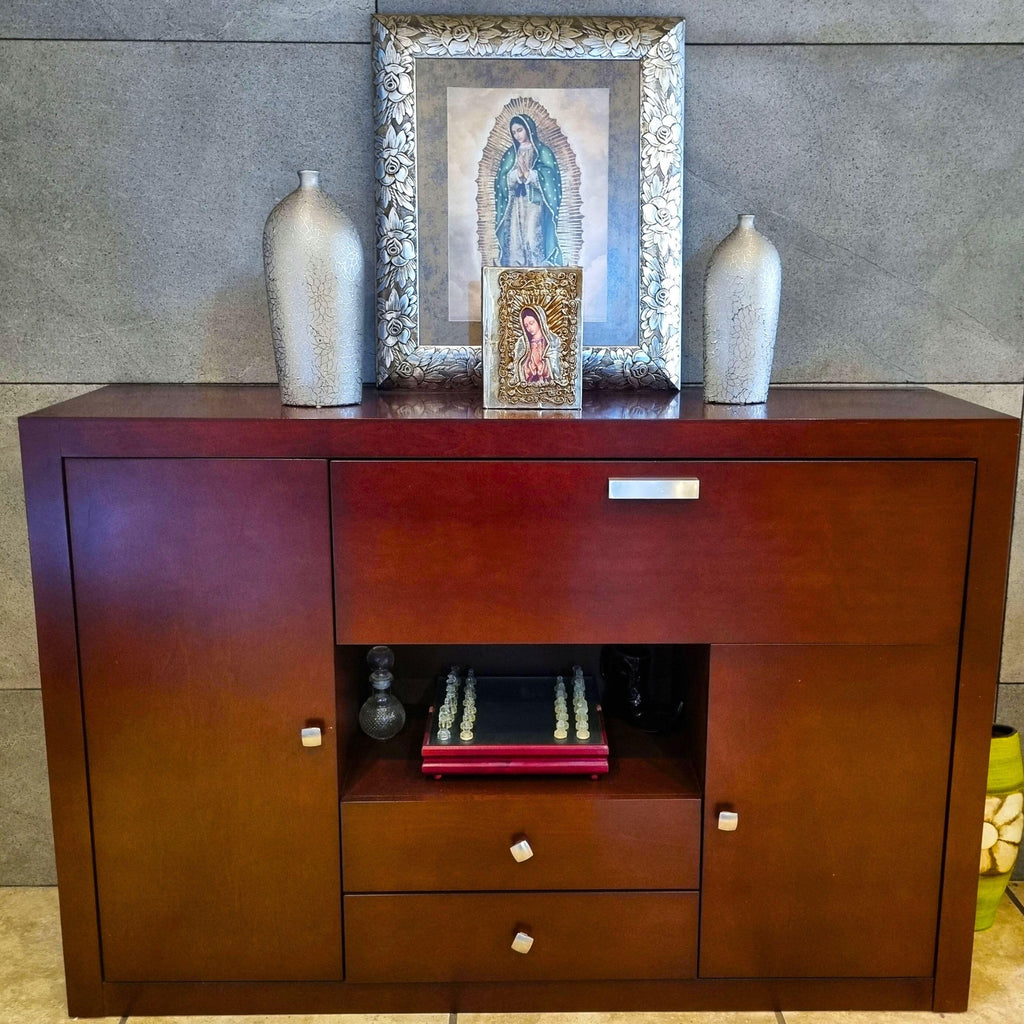Catholic Spanish Bible with Metalic Cover of Our Virgen de Guadalupe Spanish Bible Large Print - Decorations for Catholi