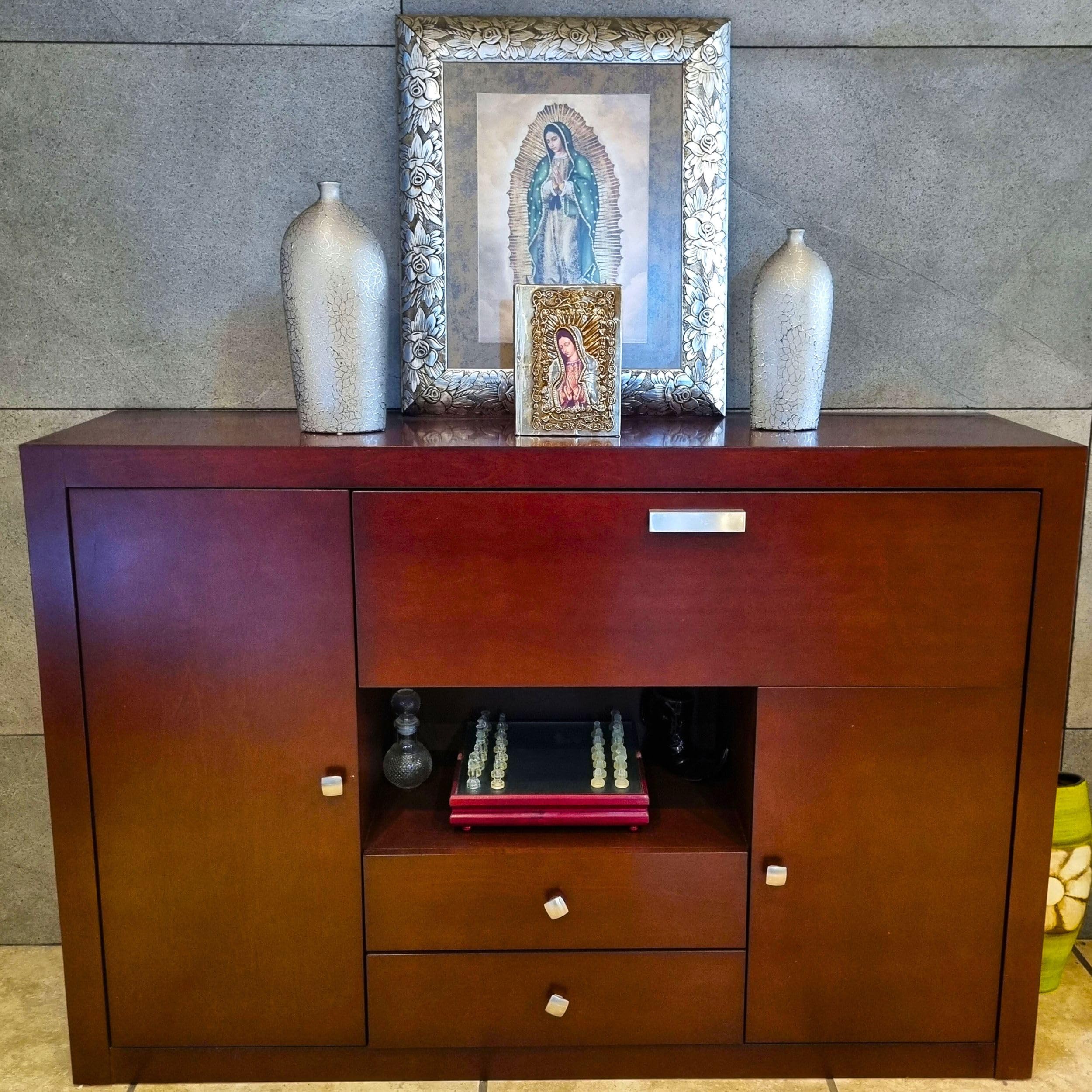 Catholic Spanish Bible with Metalic Cover of Our Virgen de Guadalupe Spanish Bible Large Print - Decorations for Catholi