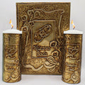 Nuestra Fe unity candles for wedding ceremony set - wedding unity candle set - burlap unity candle - velas para boda - r
