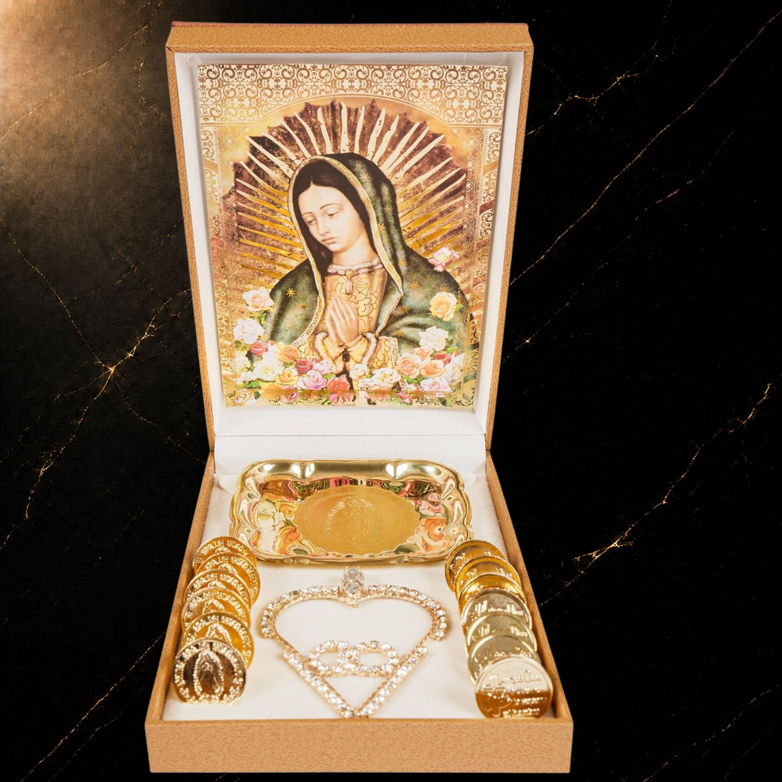 Catholic Wedding Arras — Brown 13 Coins Set with Box | Arras de Boda Matrimoniales