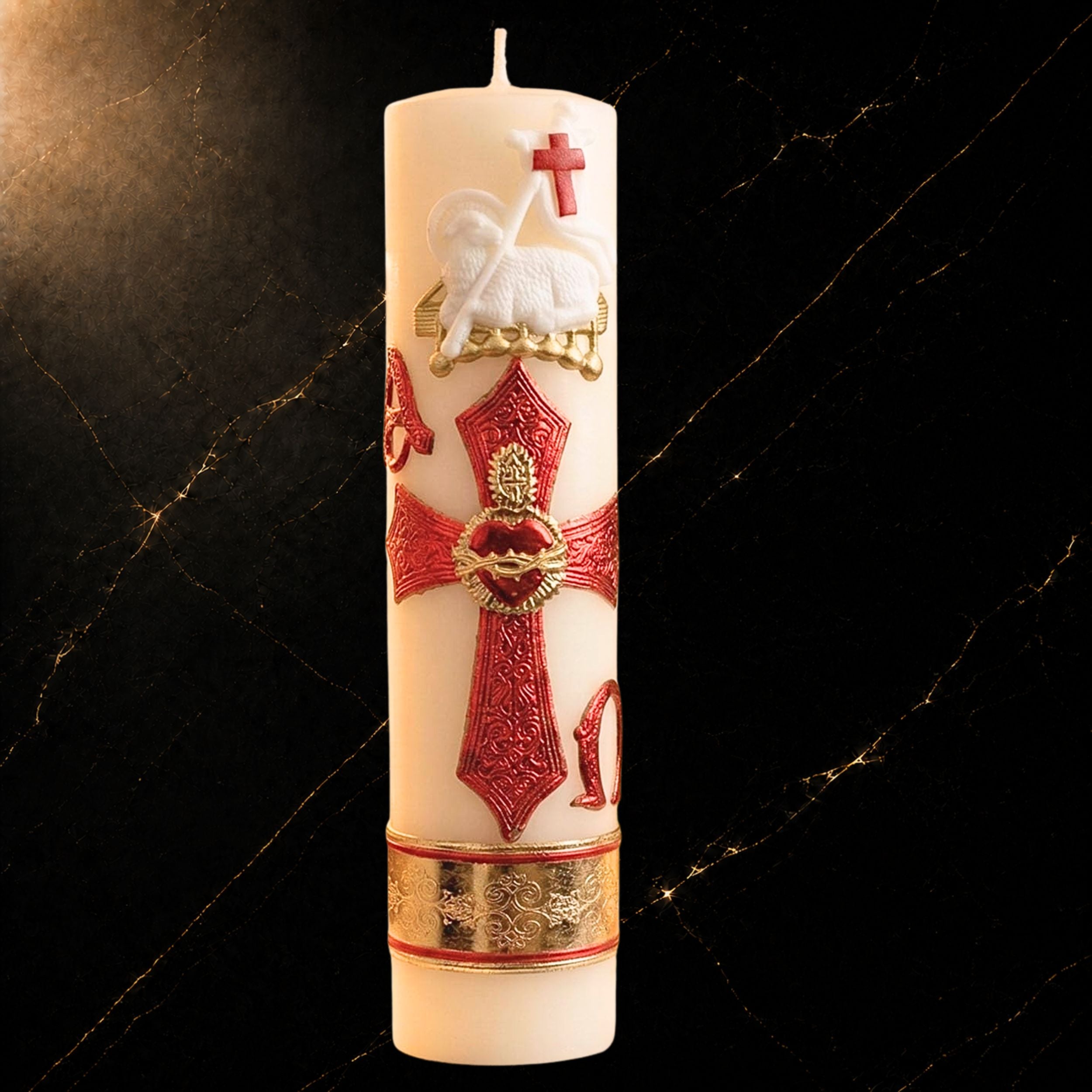 Cirio Pascual Large Red — Catholic Prayer Candle | Vela Religiosa Pascual