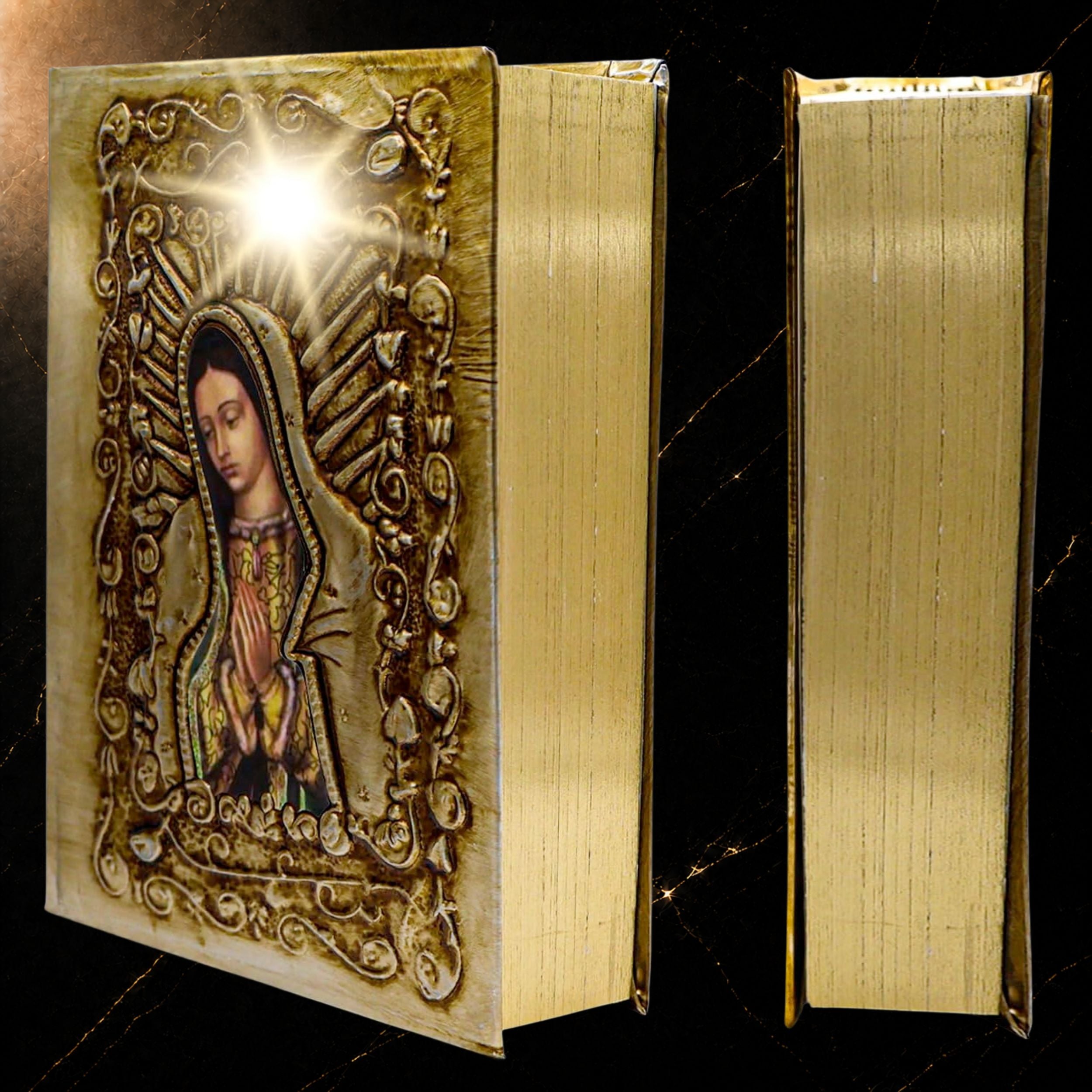Catholic Spanish Bible — Virgen de Guadalupe Metallic Cover, Large Print | Biblia Católica